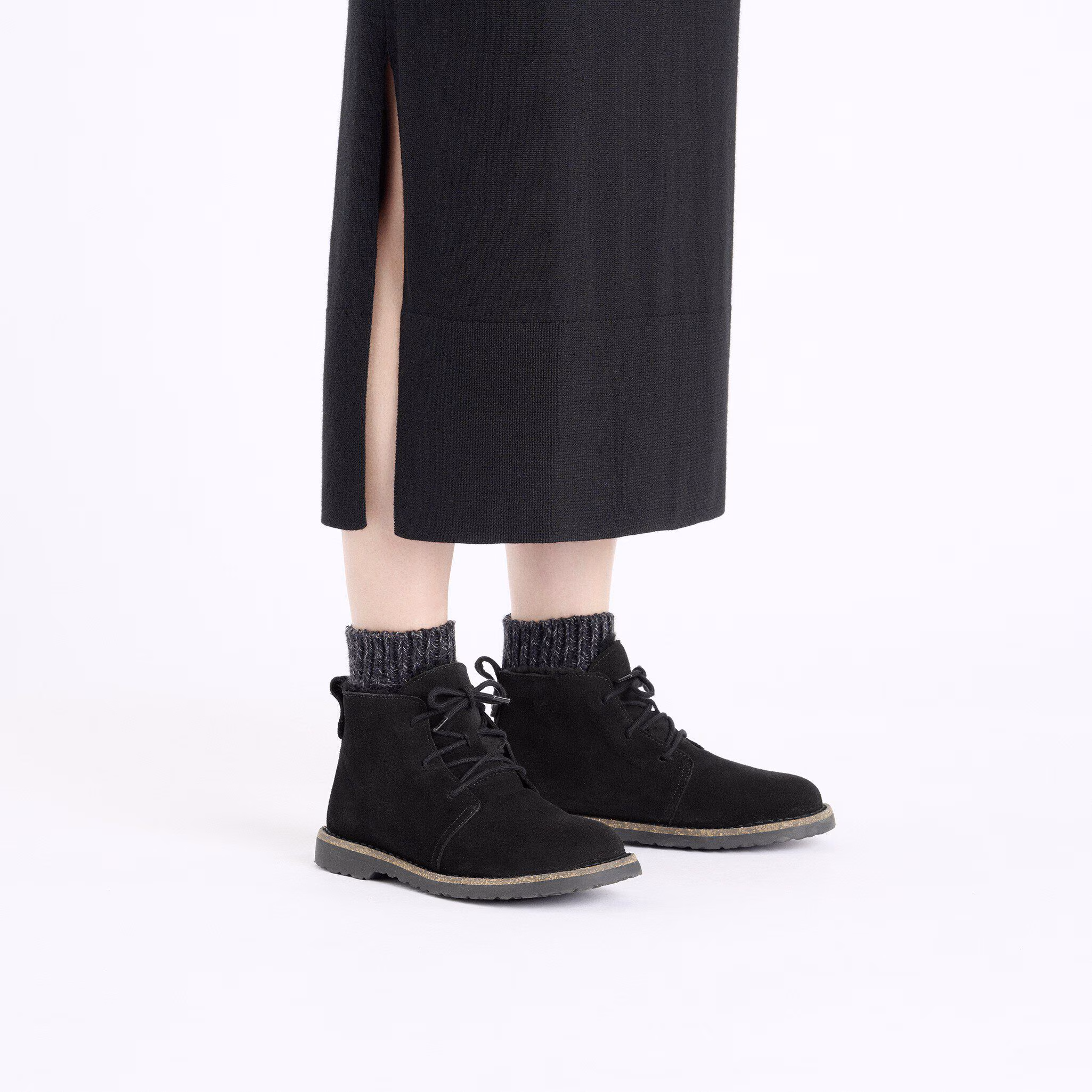 Uppsala Mid Shearling Suède - Black