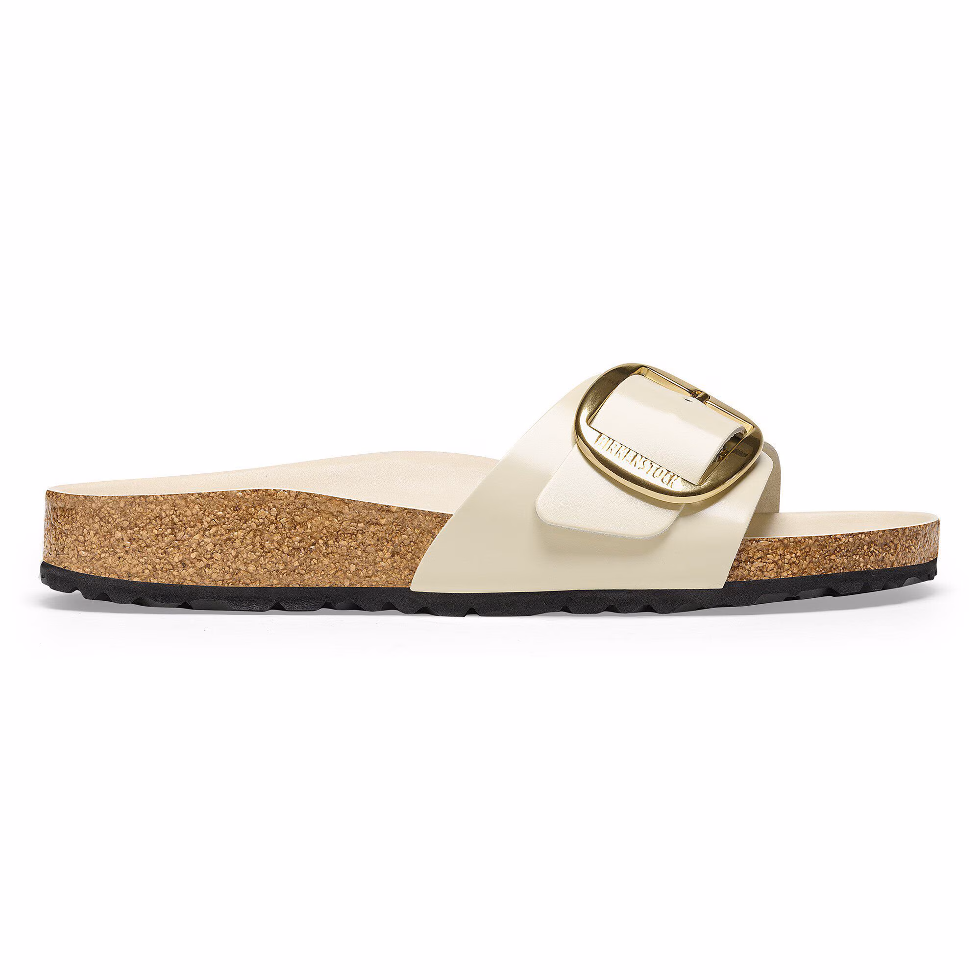 Madrid Big Buckle Cuir naturel verni - High-Shine Ecru
