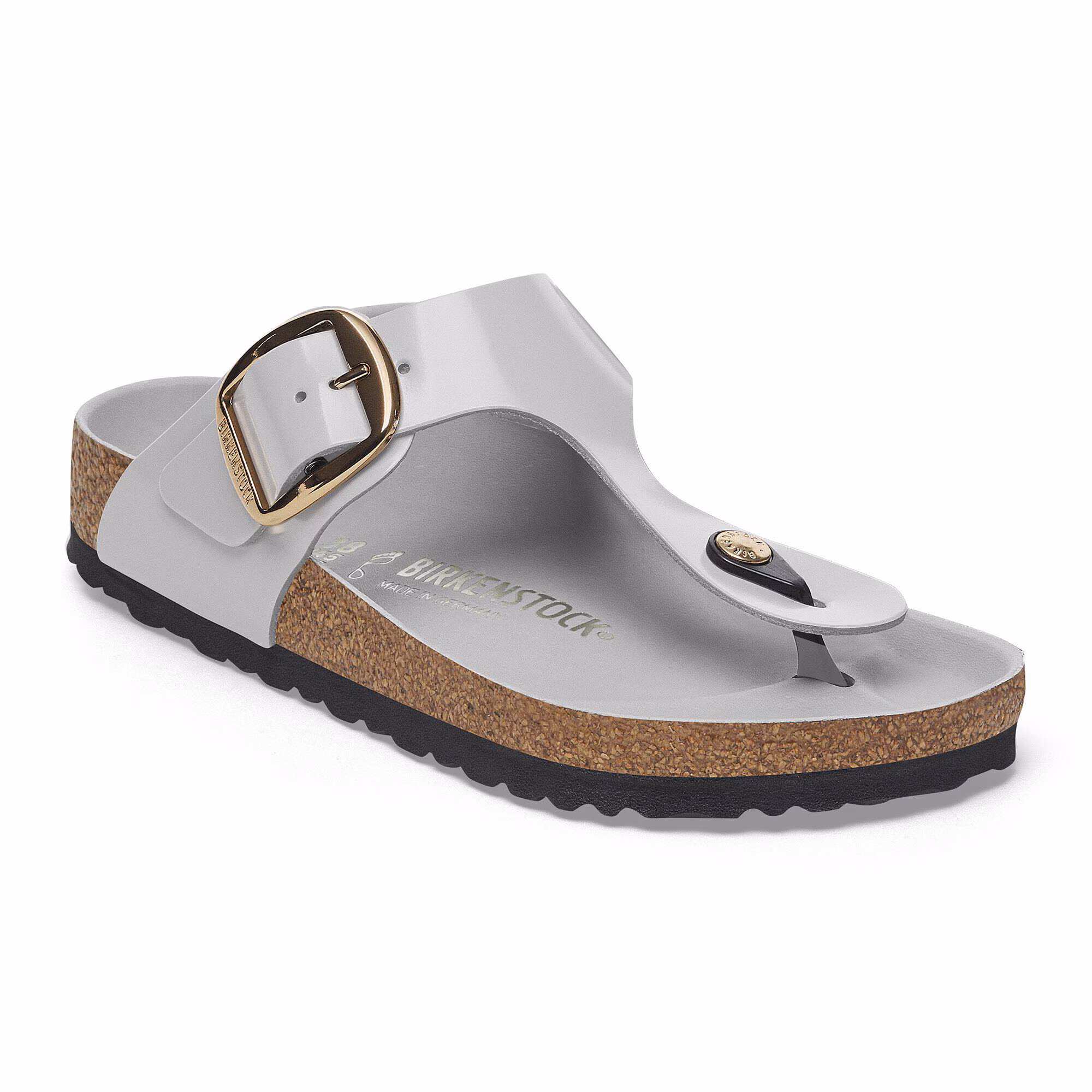 Gizeh Big Buckle Cuir naturel verni - High-Shine Stone Coin