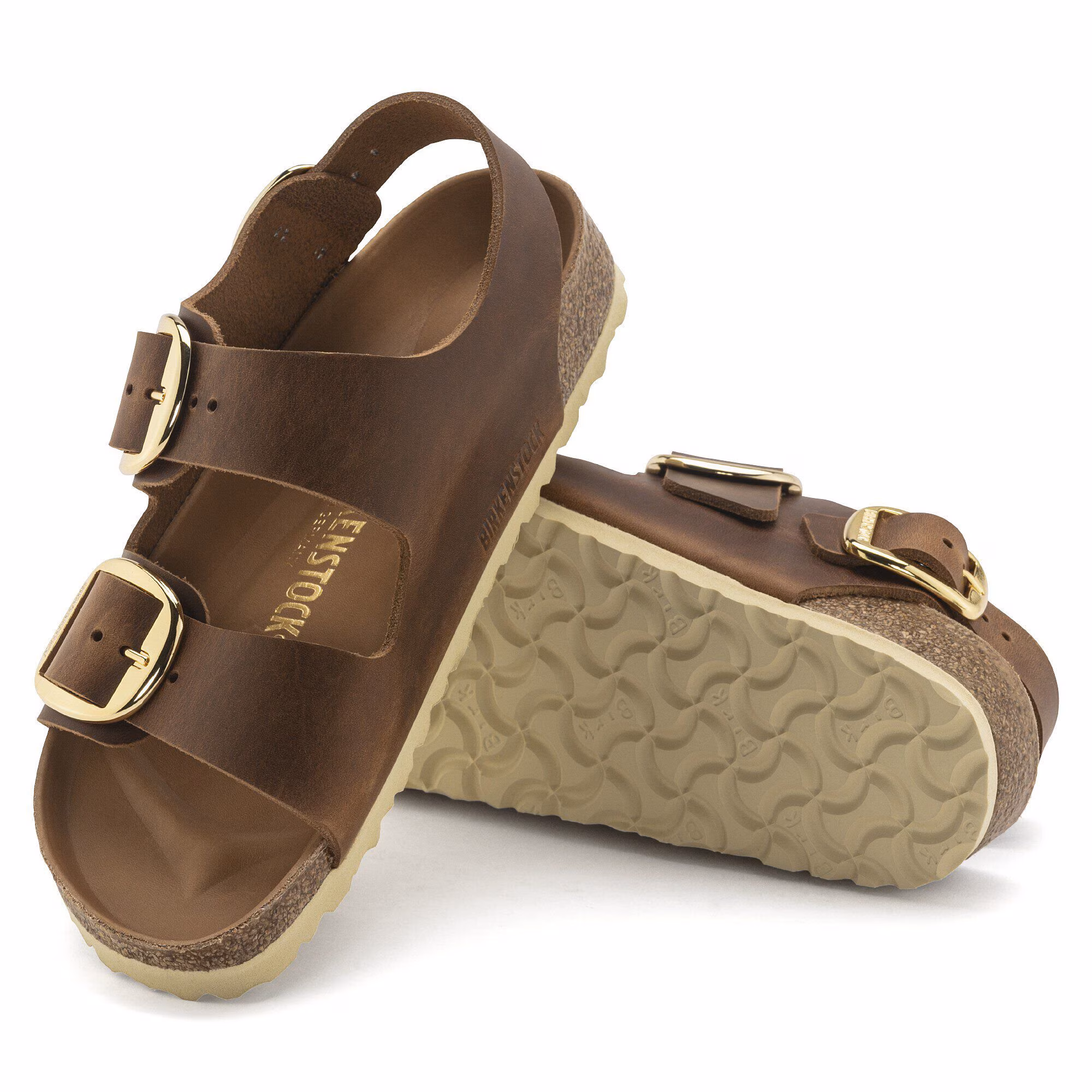 Milano Big Buckle Cuir huilé - Cognac