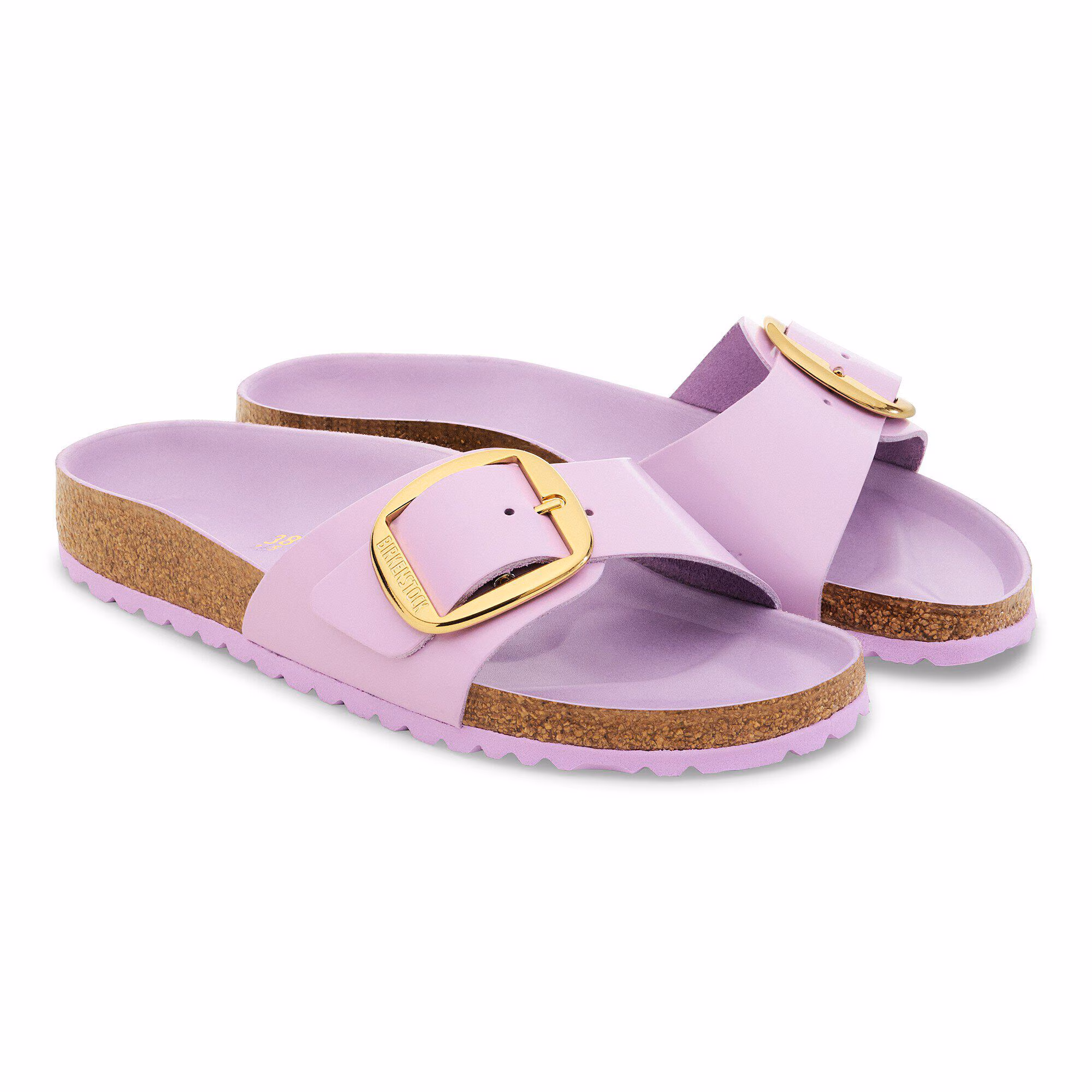 Madrid Big Buckle Cuir naturel verni - High-Shine Crocus