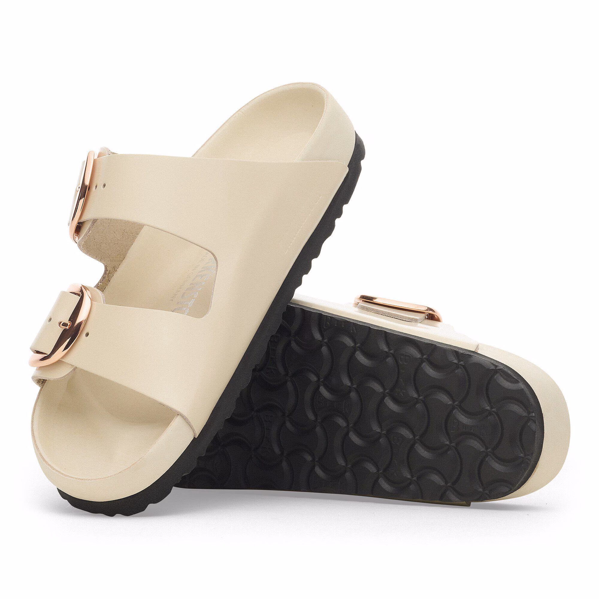 Arizona Big Buckle Cuir naturel verni - High-Shine Ecru