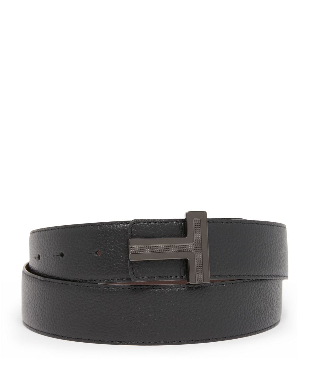 T Buckle Reversible Leather Belt 35mm