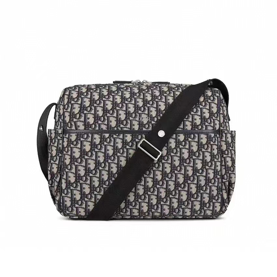 Dior Black grain calfskin men's mail bag shoulder bags #nigo7475