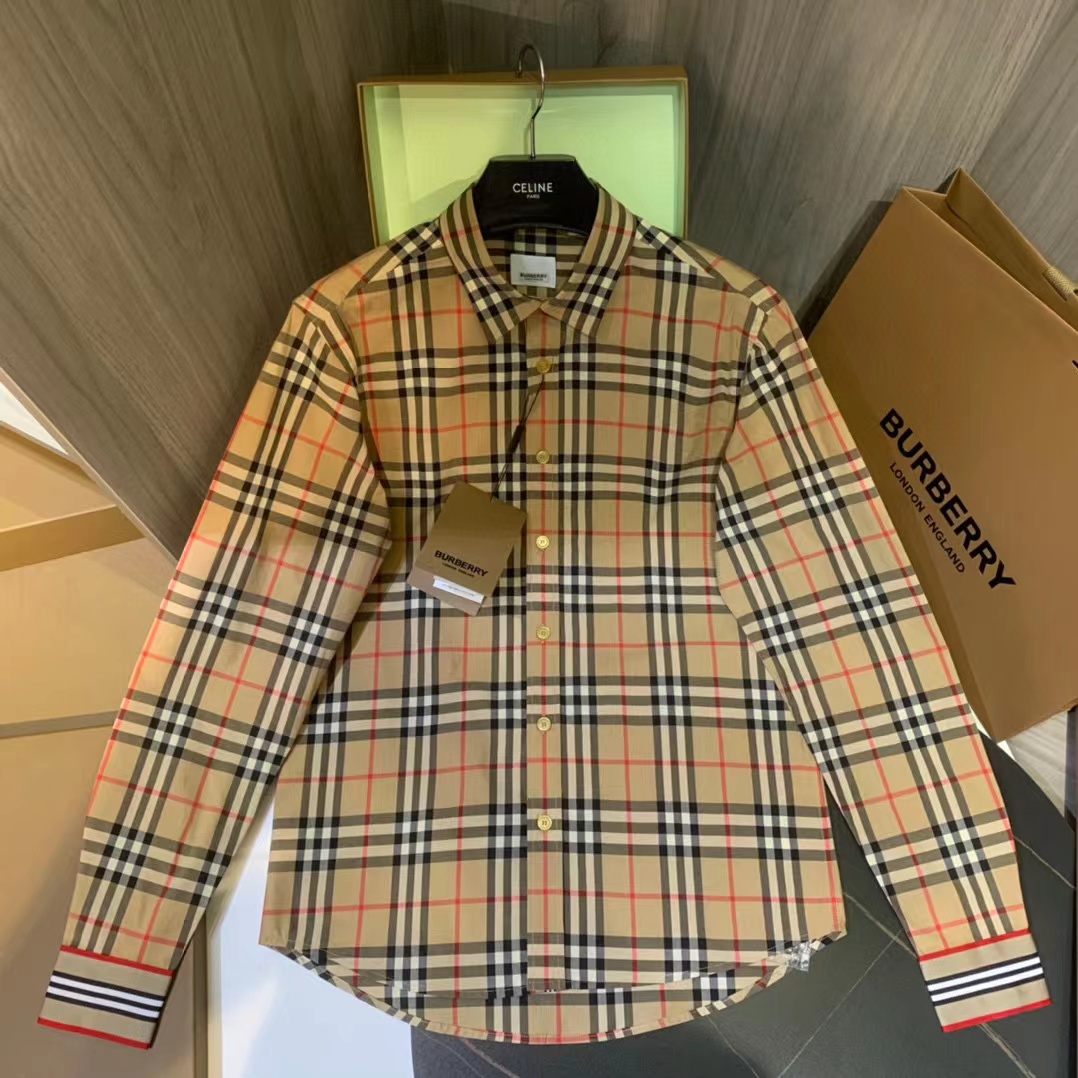 Burberry NIGO Man Check Button Long-Sleeved Shirt #nigo5862