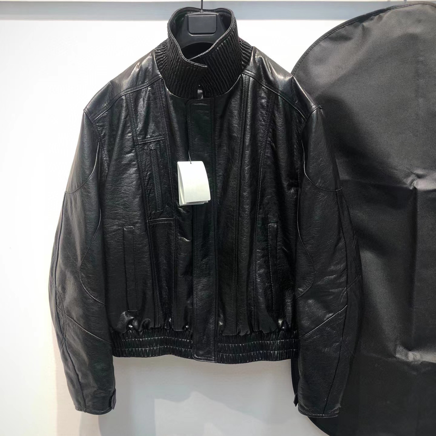 Balenciaga High Neck Zipper Men Leather Jacket Coat #nigo8464