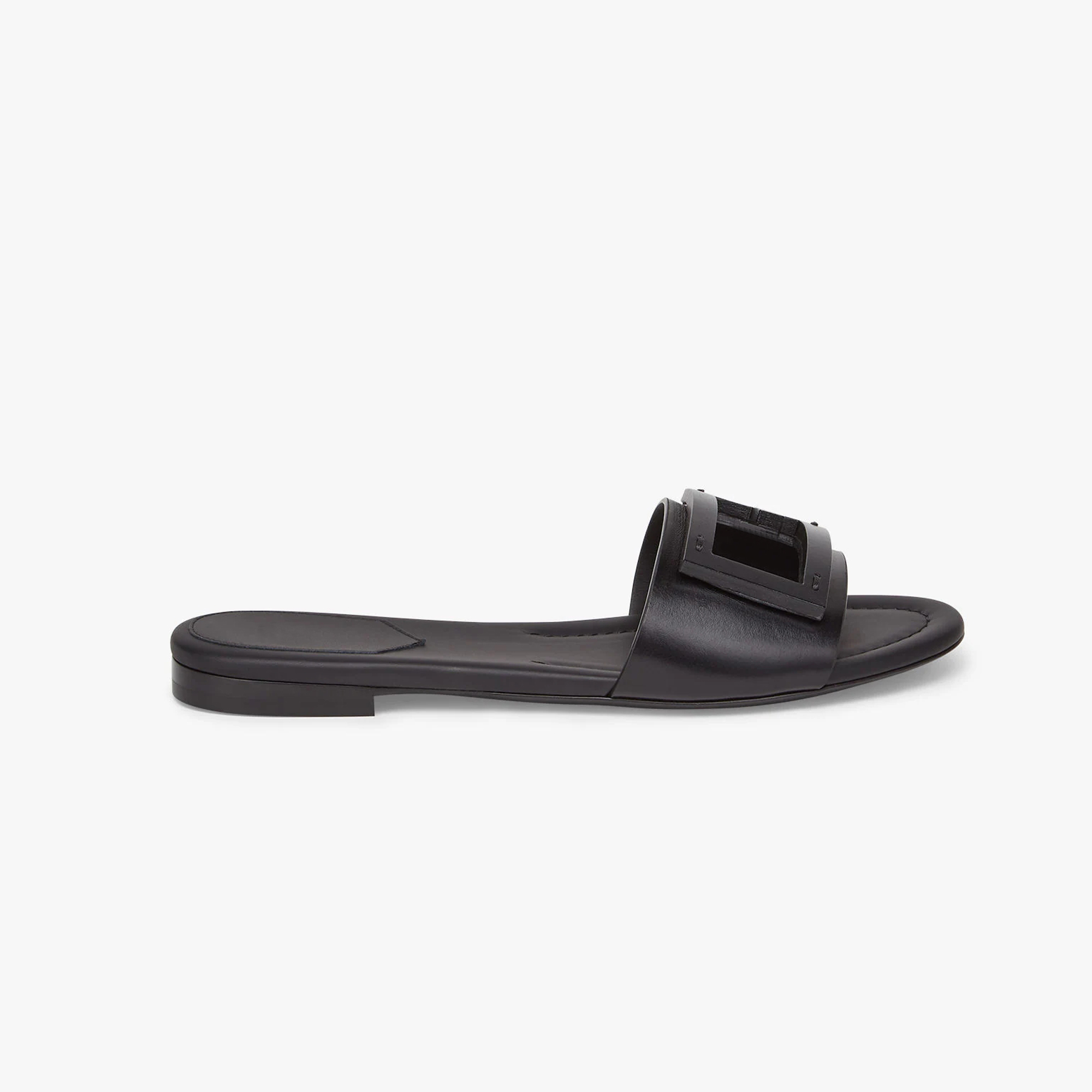 Women's Metal Logo Leather Flat Slipper Sandals Shoes #nigo51325