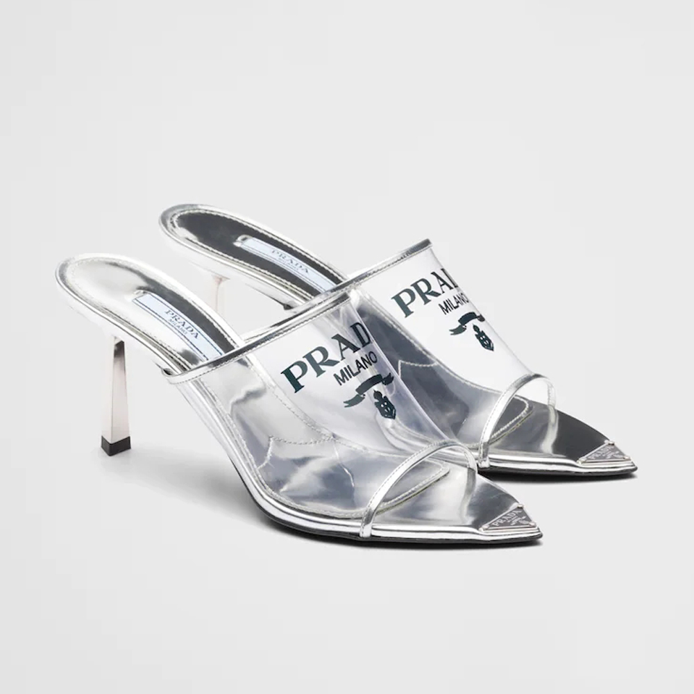 Prada Women'sPointed Metal High Heel Slippers #nigo54651