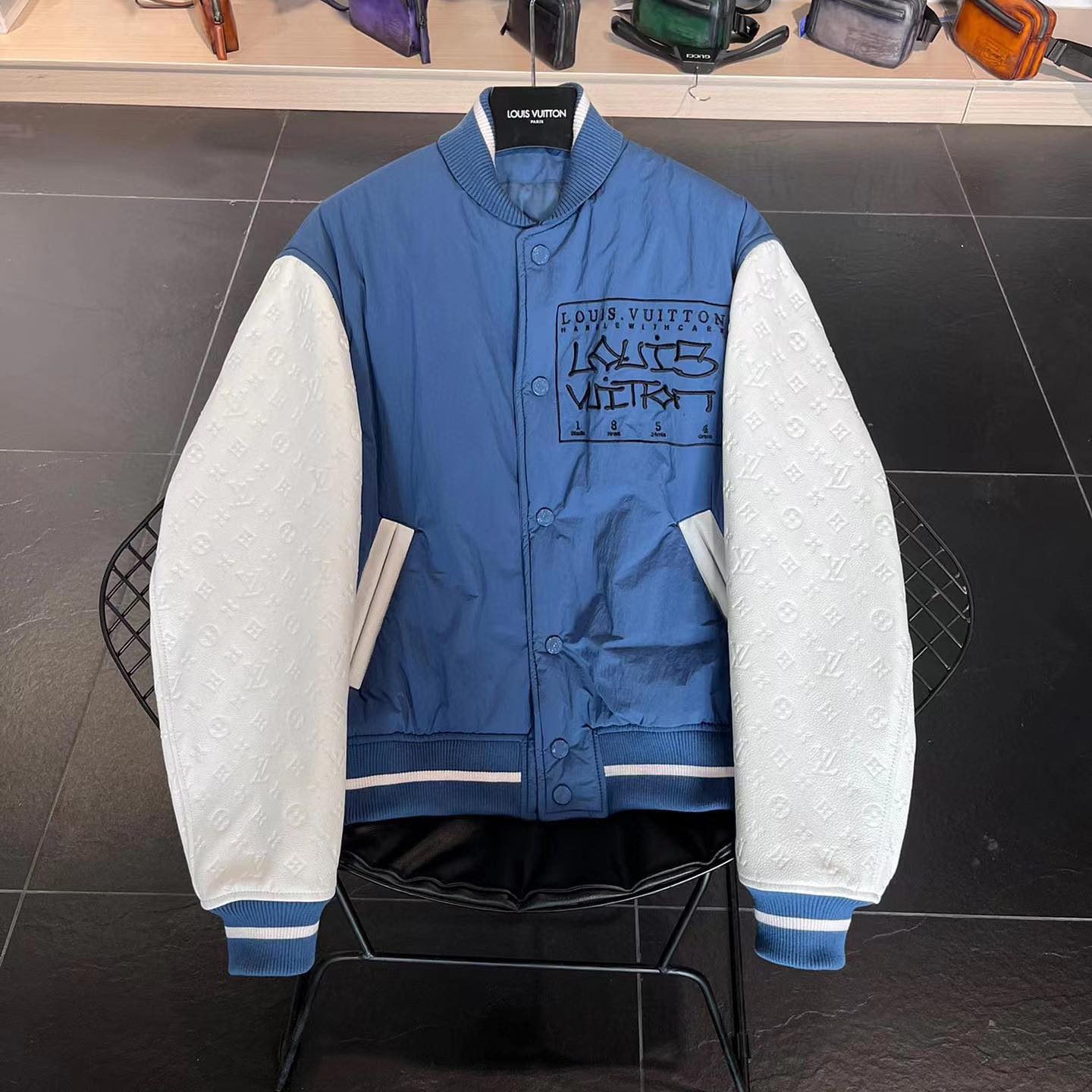 Louis Vuitton Men Leather Contrast Long Sleeve Jacket Coat #nigo4992