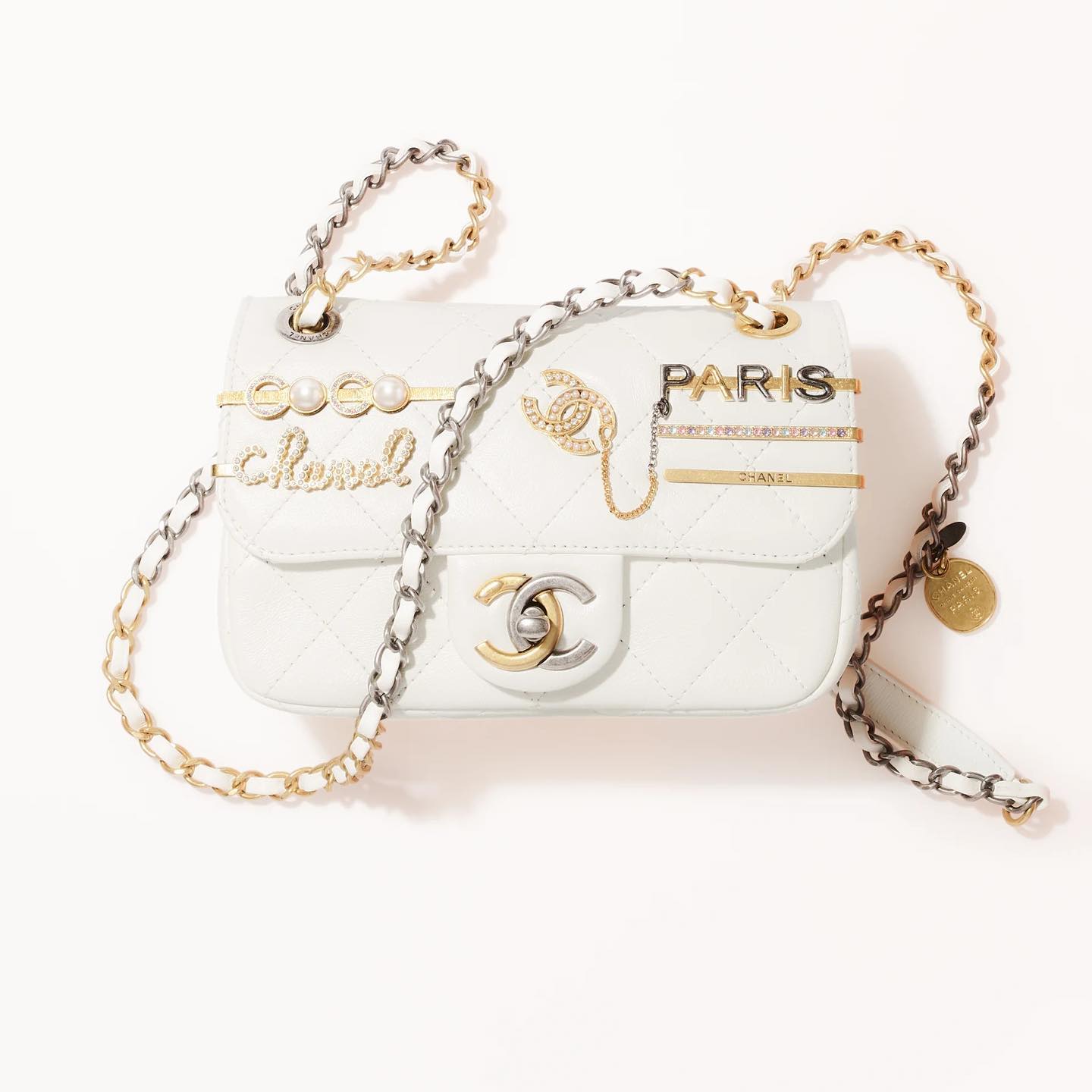 Chanel Metal-Embellished Leather One-Shoulder Crossbody Bag #nigo53852