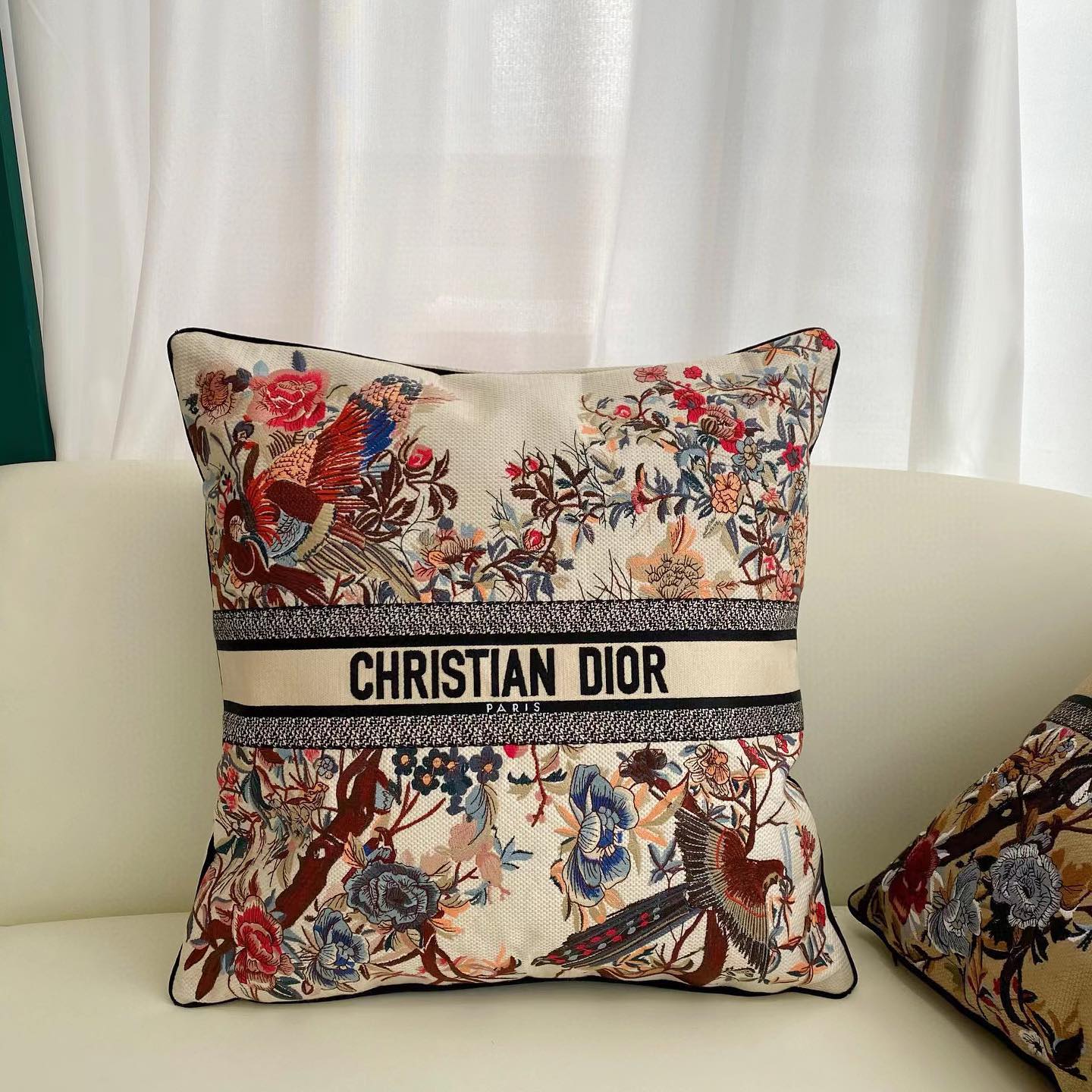 Dior NIGO Embroidered Square Silk Splicing Pillows For Upholstered Sofa On Bed Accessories #nigo3711