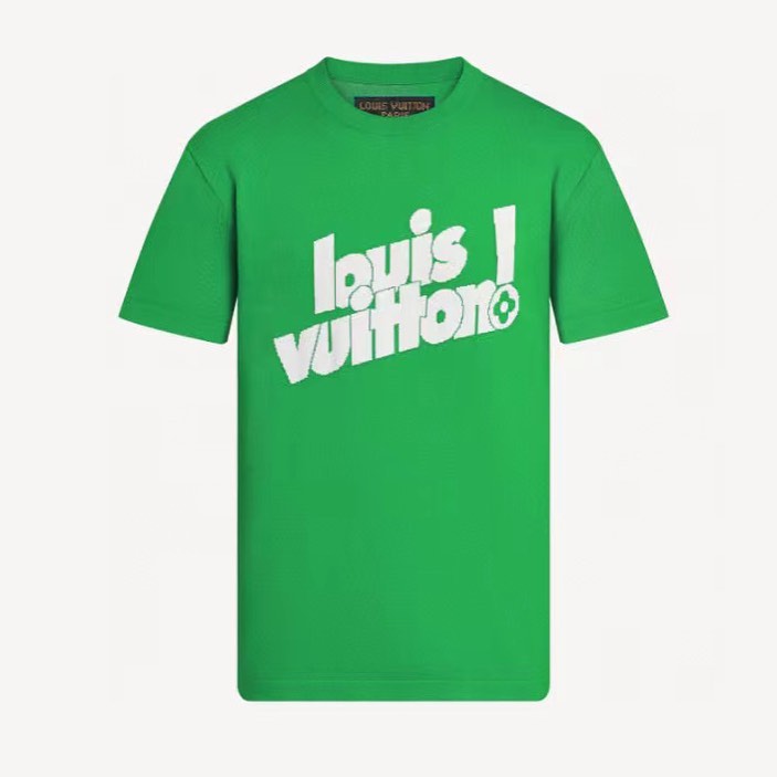 Louis Vuitton Logo Letter Print Green Short Sleeve T-Shirt #nigo51126