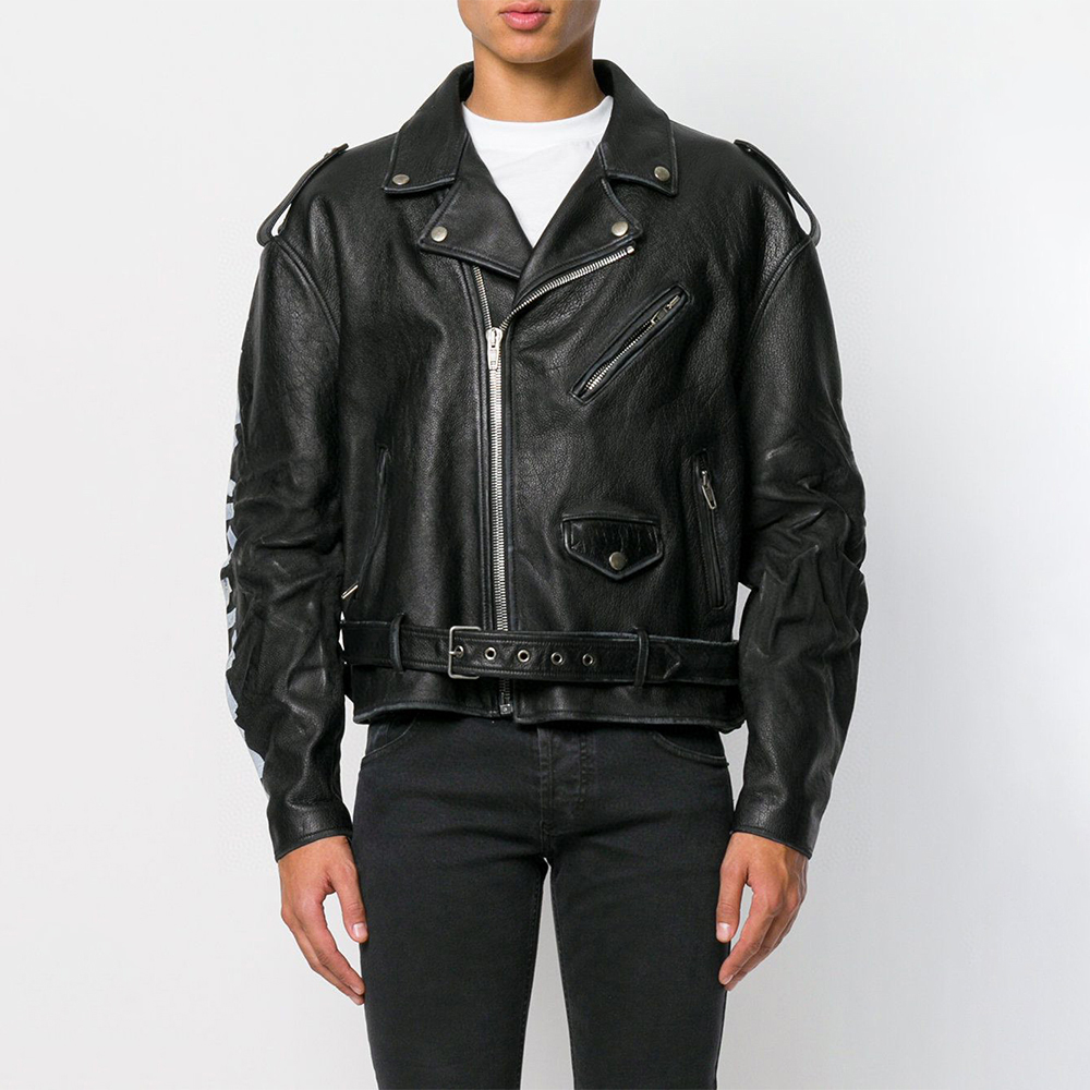 Balenciaga Hand Painted NIGO Man Genuine Leather Motorcycle Jacket #nigo7275