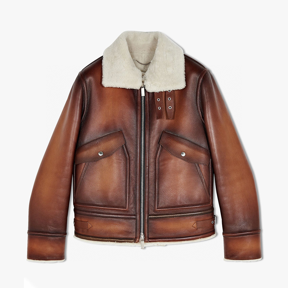 Berluti NIGO Man Grain Patina Leather Blouson With Shearling Jacket Coat #nigo6688