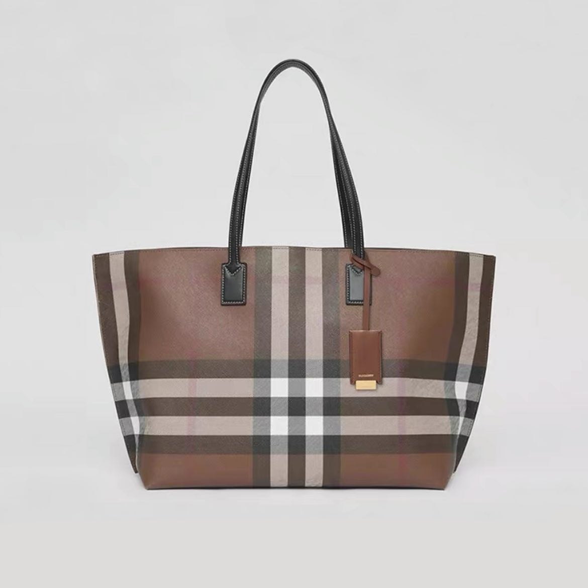 Burberry Striped Leather Tote Bag Underarm Shoulder Bag #nigo54972