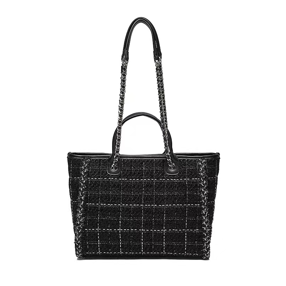 CHANEL Woolen Three-Dimensional Logo Lattice Single Handbag Shopping Bag #nigo56135