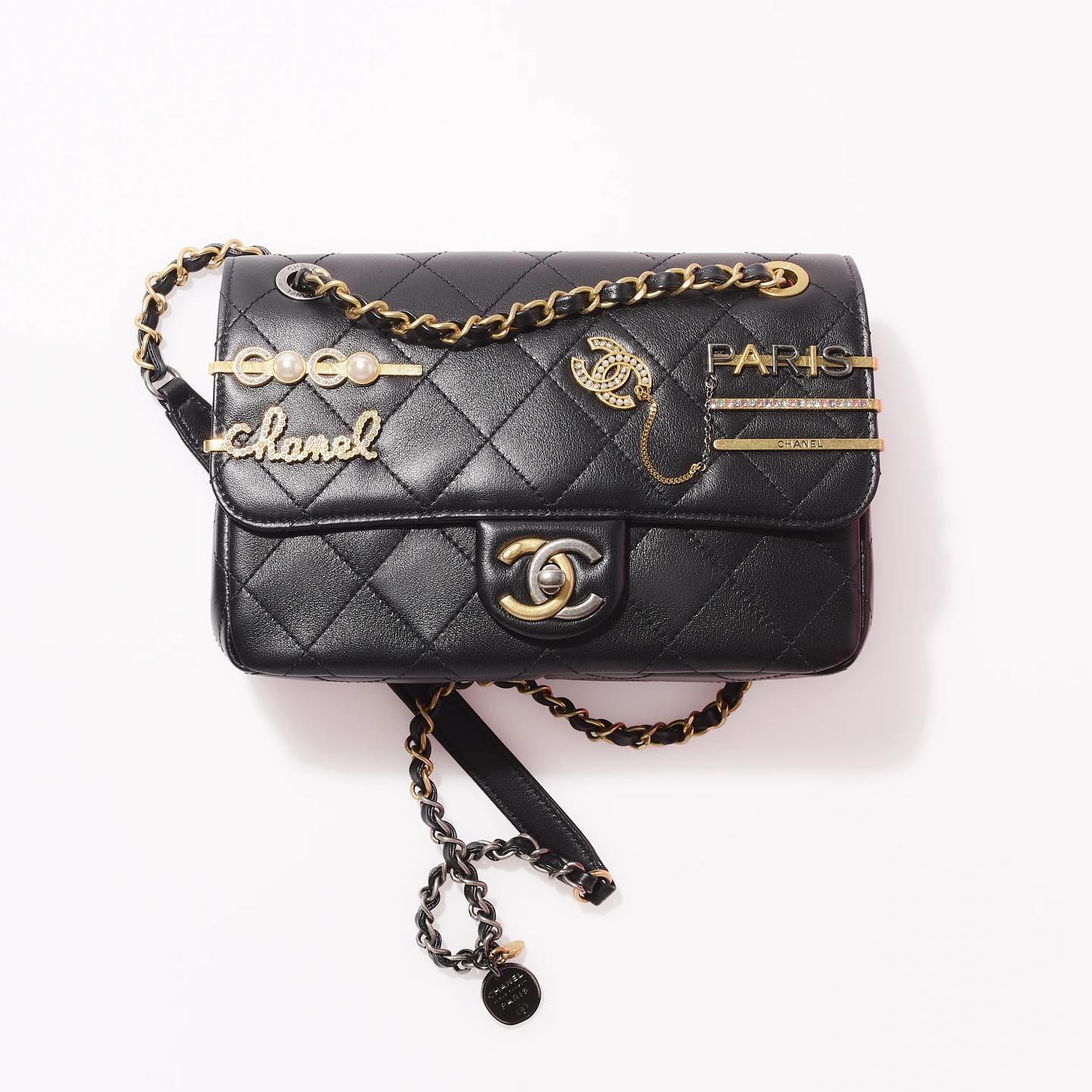 Chanel Metal-Embellished Leather One-Shoulder Crossbody Bag #nigo53852