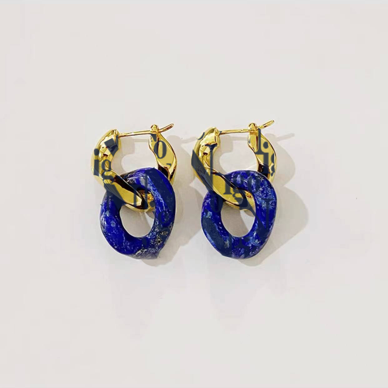 Bottega Veneta Lapis Lazuli Earrings Copper Gold-plated Accessories Jewelry #nigo82398