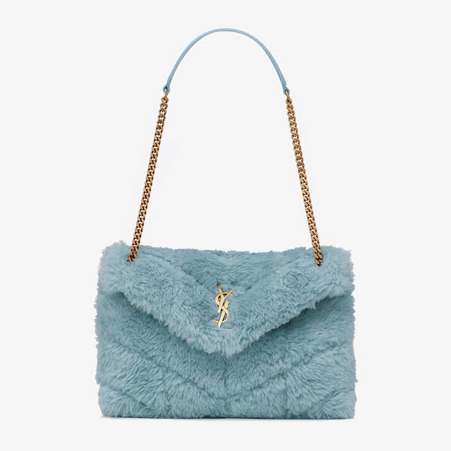 SAINT LAURENT Winter Rabbit Leather Strap Plush Hand Shoulder Bag Bags #nigo53235