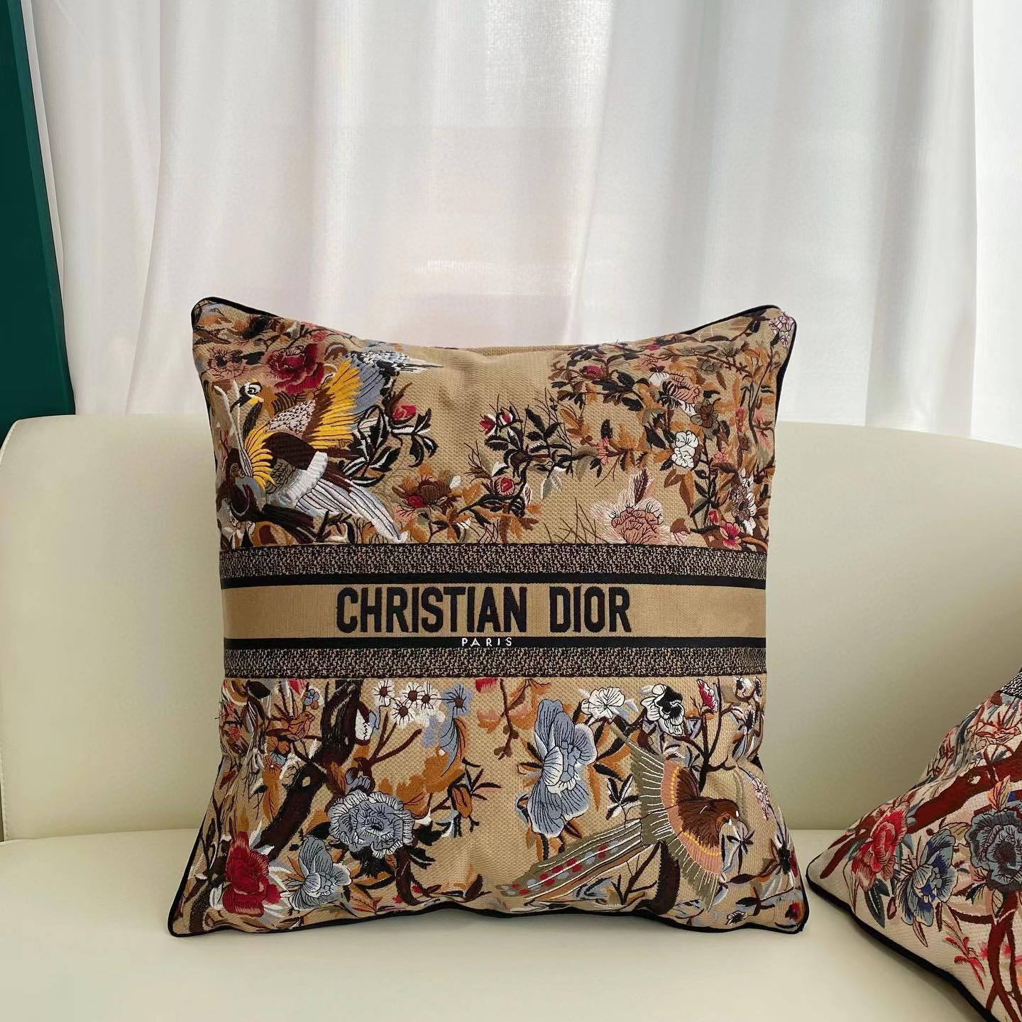 Dior NIGO Embroidered Square Silk Splicing Pillows For Upholstered Sofa On Bed Accessories #nigo3711