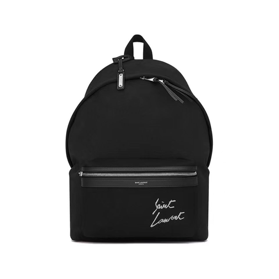 Saint Laurent Embroidered Letter Fabric Leather Panel Backpack Schoolbag Bag #nigo56519
