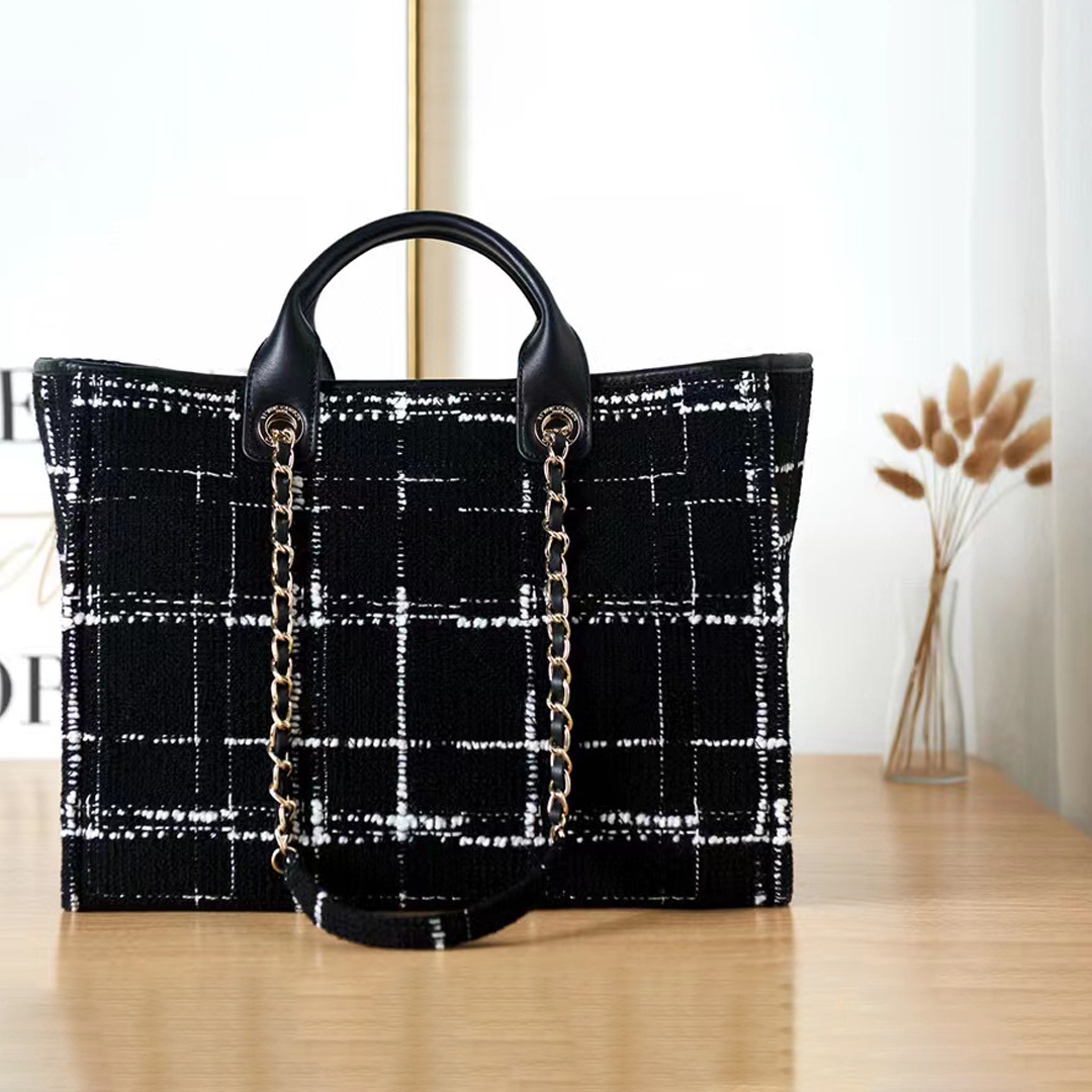CHANEL Woolen Three-Dimensional Logo Lattice Single Handbag Shopping Bag #nigo56135