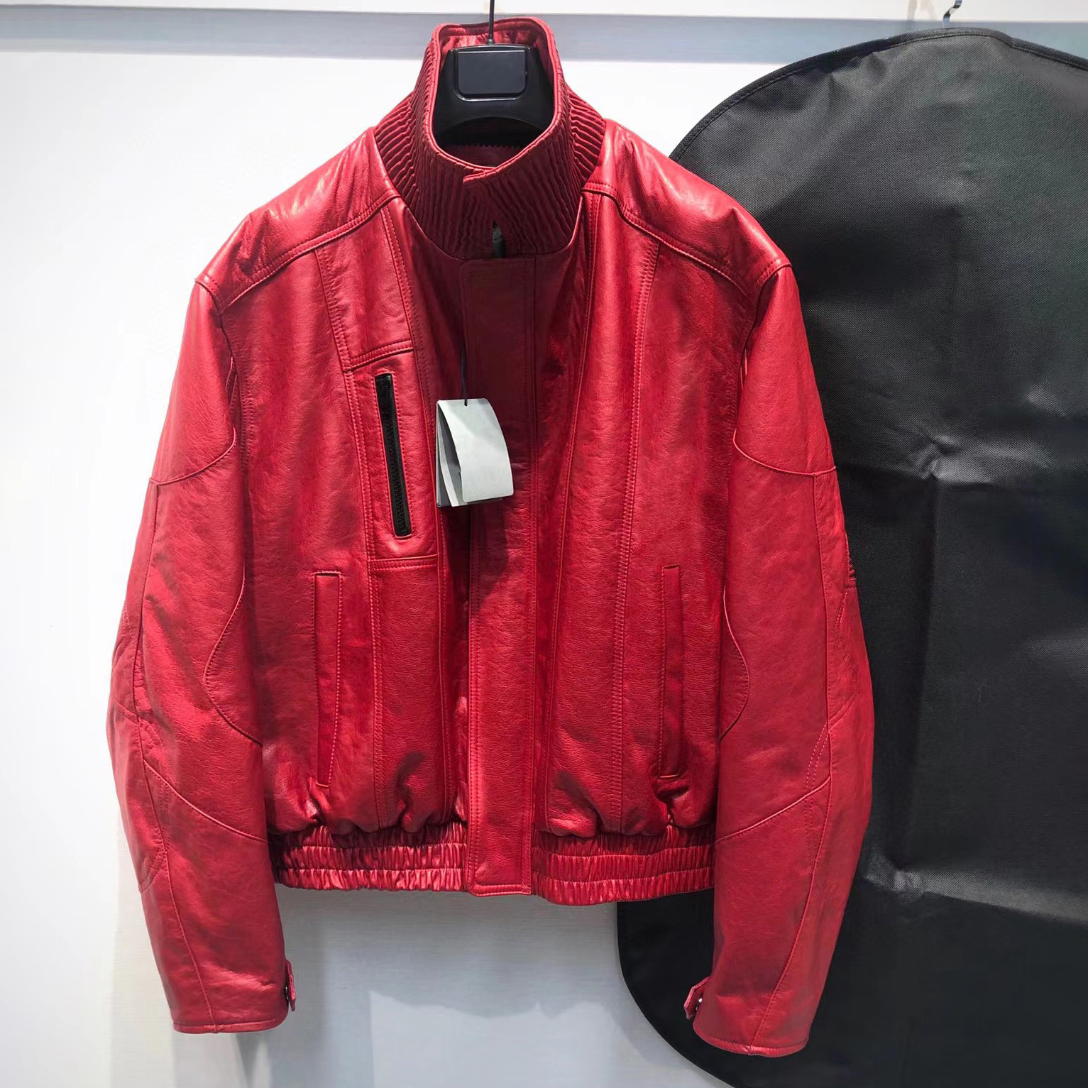 Balenciaga High Neck Zipper Men Leather Jacket Coat #nigo8464