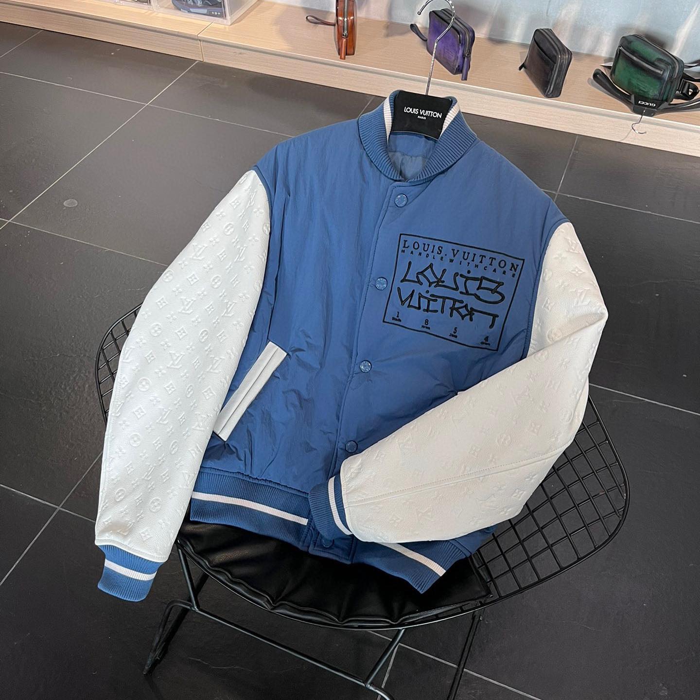 Louis Vuitton Men Leather Contrast Long Sleeve Jacket Coat #nigo4992