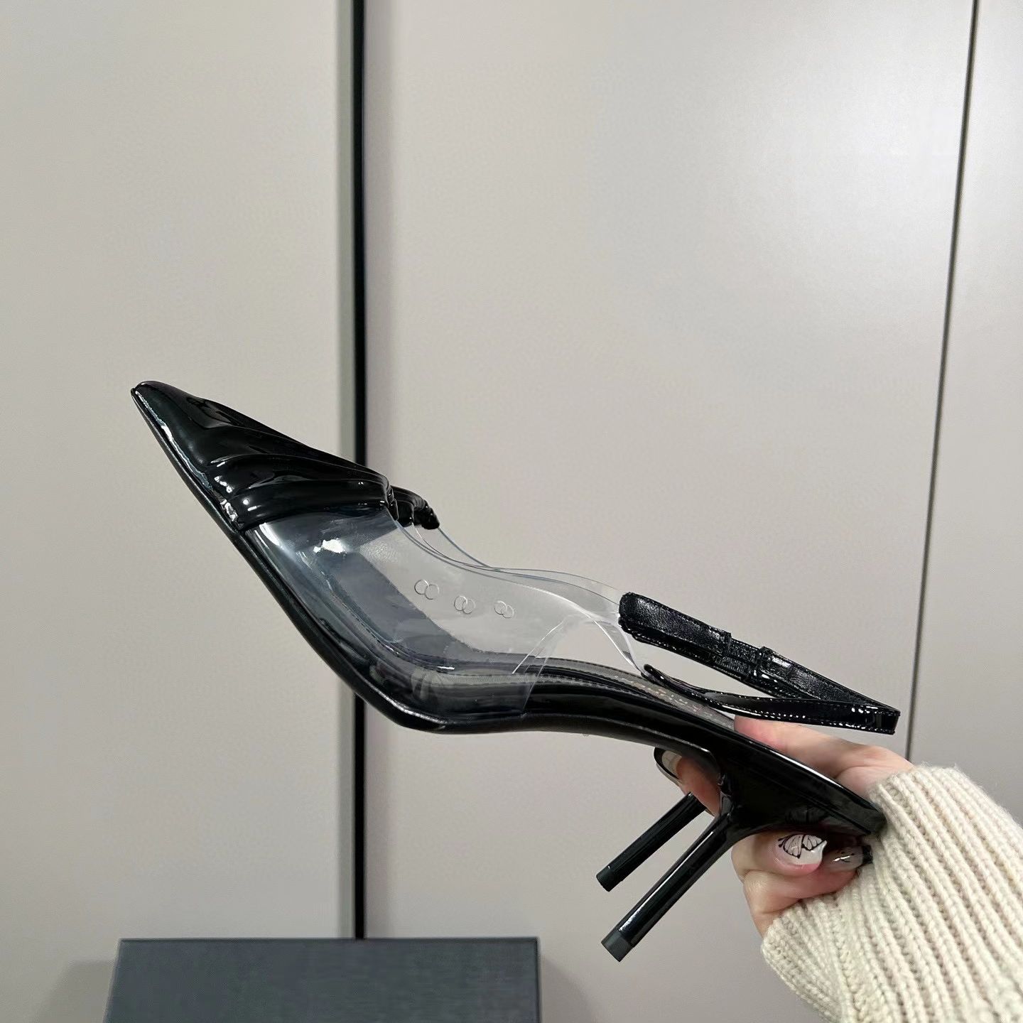 Saint Laurent Pleated Toe Transparent Partition High-Heeled Shoes 7cm/10cm #nigo56313