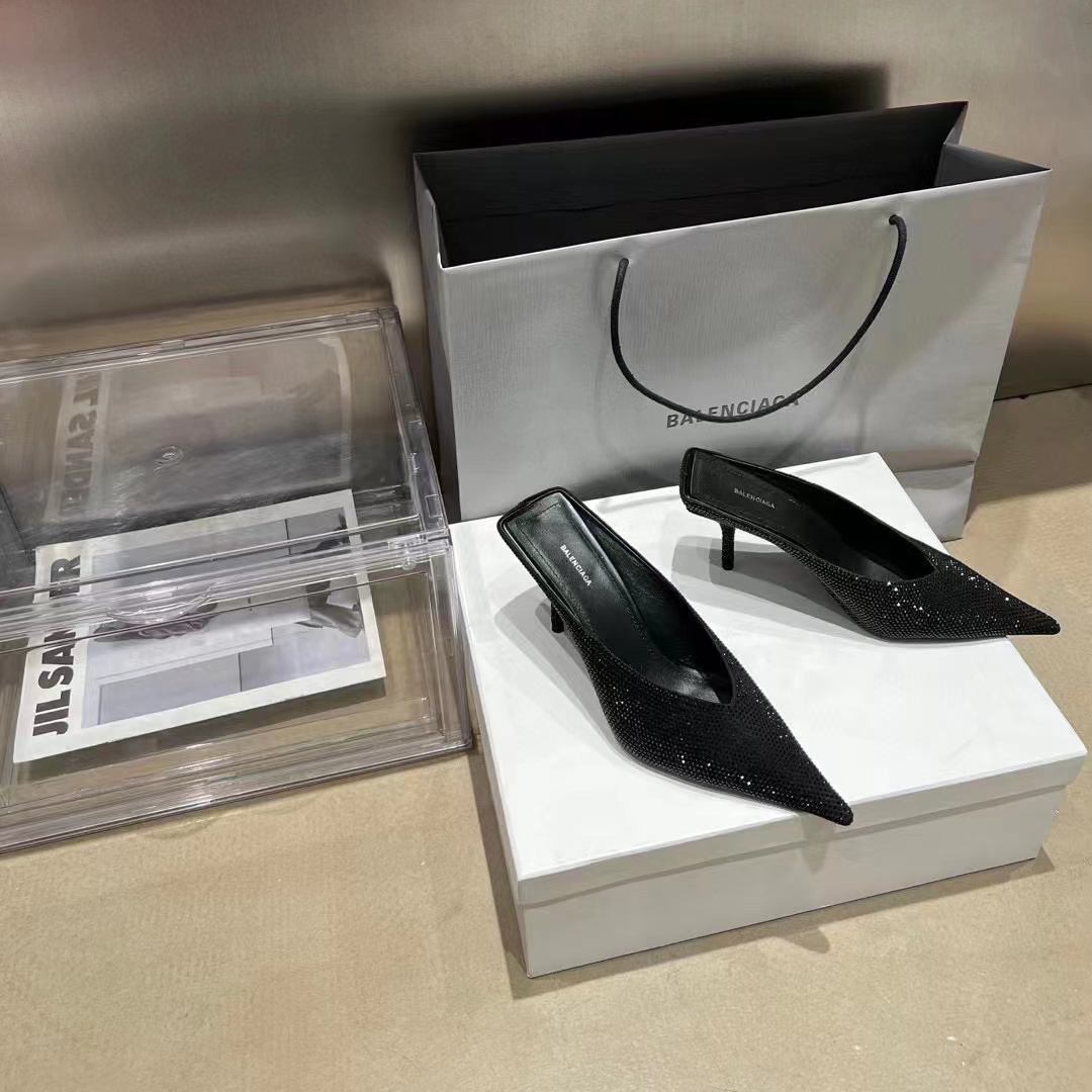 Balenciaga NIGO Rhinestone High Heeled Slippers Shoes #nigo56652
