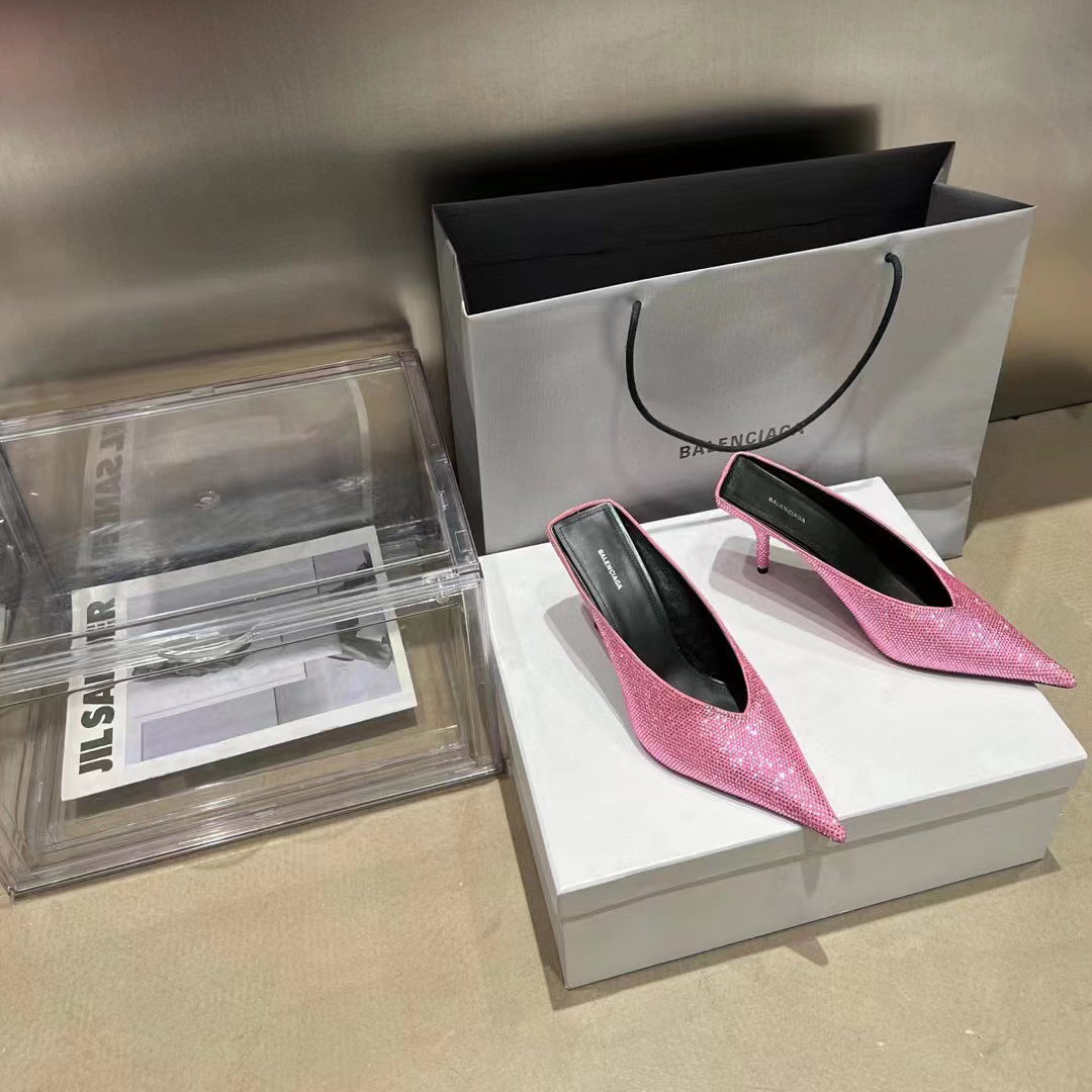 Balenciaga NIGO Rhinestone High Heeled Slippers Shoes #nigo56652