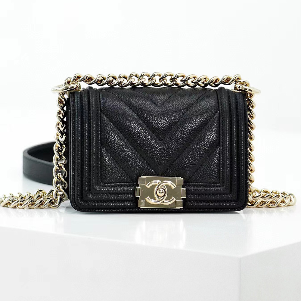 Chanel NIGO Black leather texture chain single-shoulder messenger bag #nigo56887