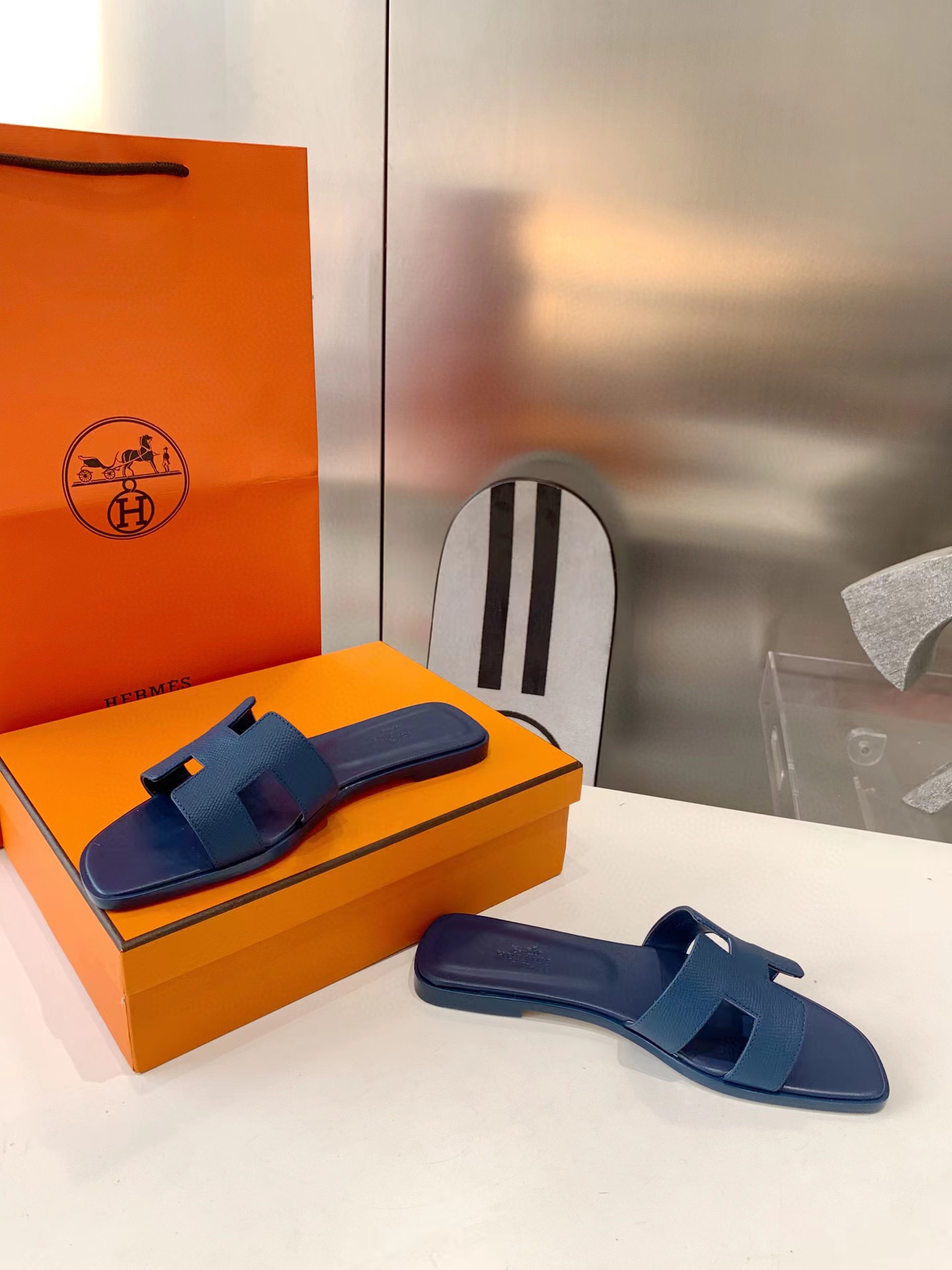 HERMÈS NIGO Women's Leather Slippers Sandals #nigo51515