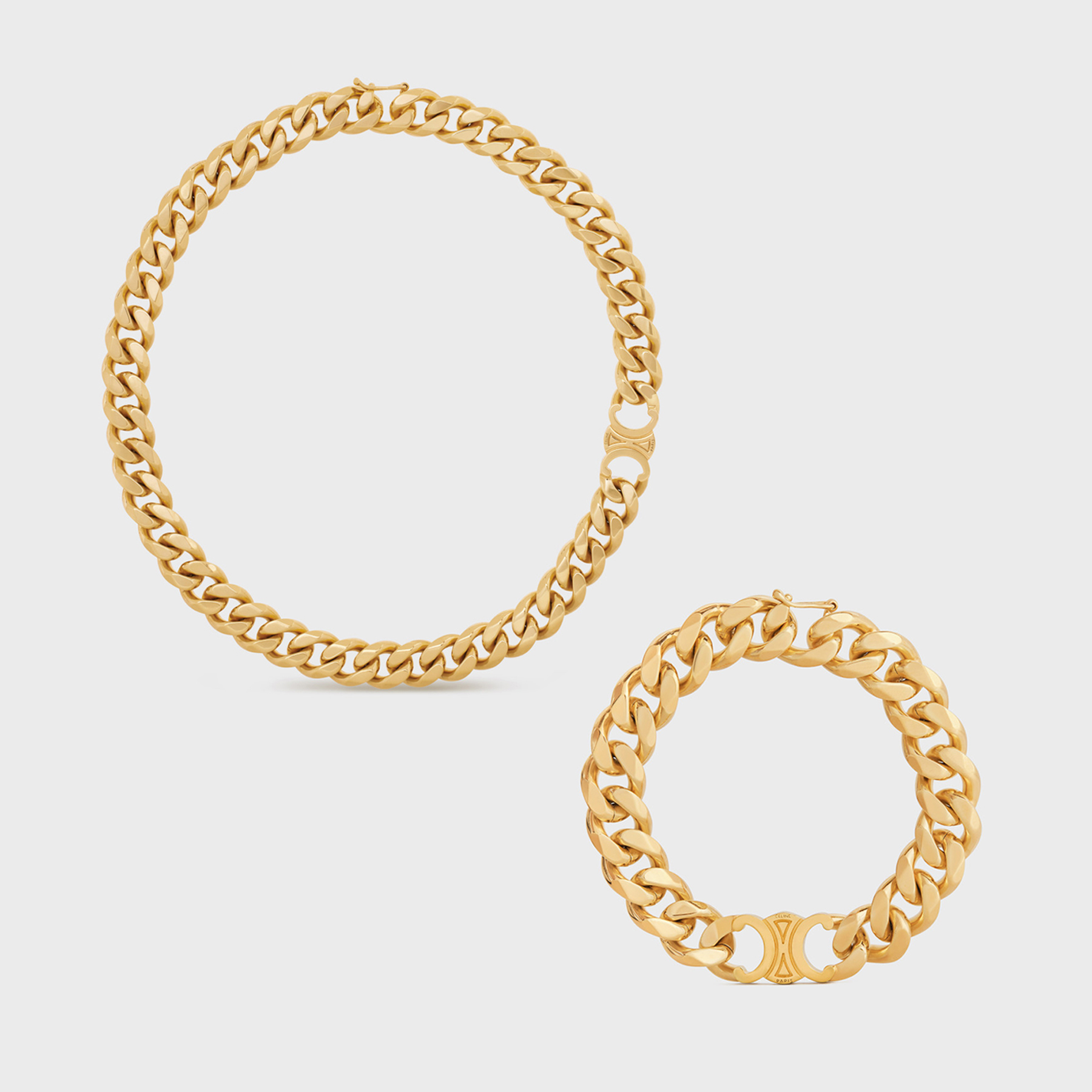 Celine NIGO Gold Decorative Chain Necklace Bracelet Set  #nigo56938