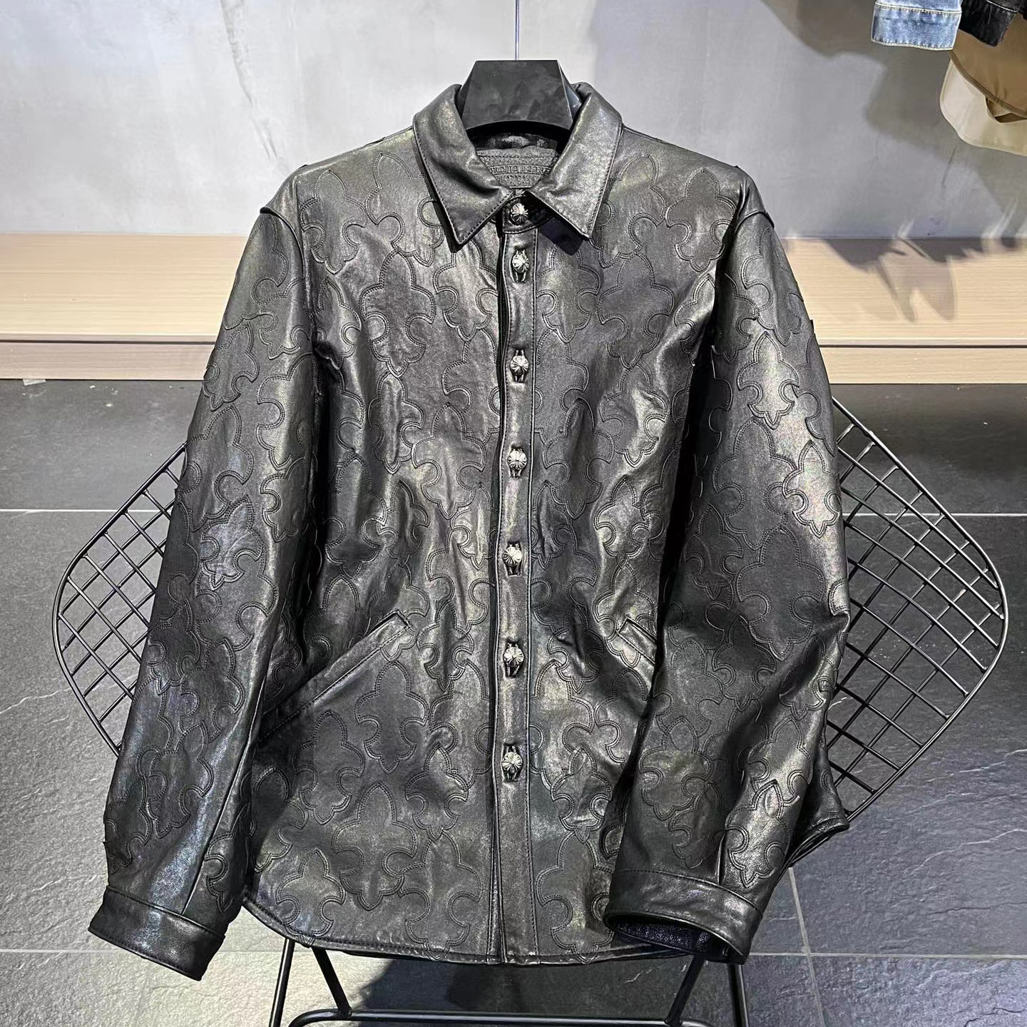 Chrome Hearts NIGO Man Spring And Autumn Long Sleeve Black Coat Leather Jacket #nigo94182