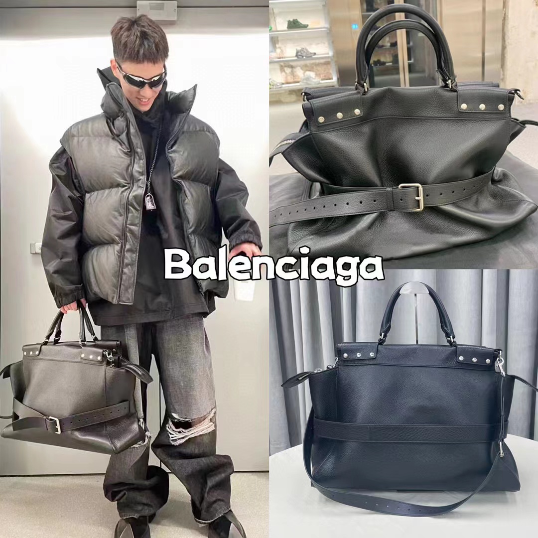 Balenciaga NIGO Leather Belt Waist Shaped Lychee Leather Grain Large Handbag #nigo56345