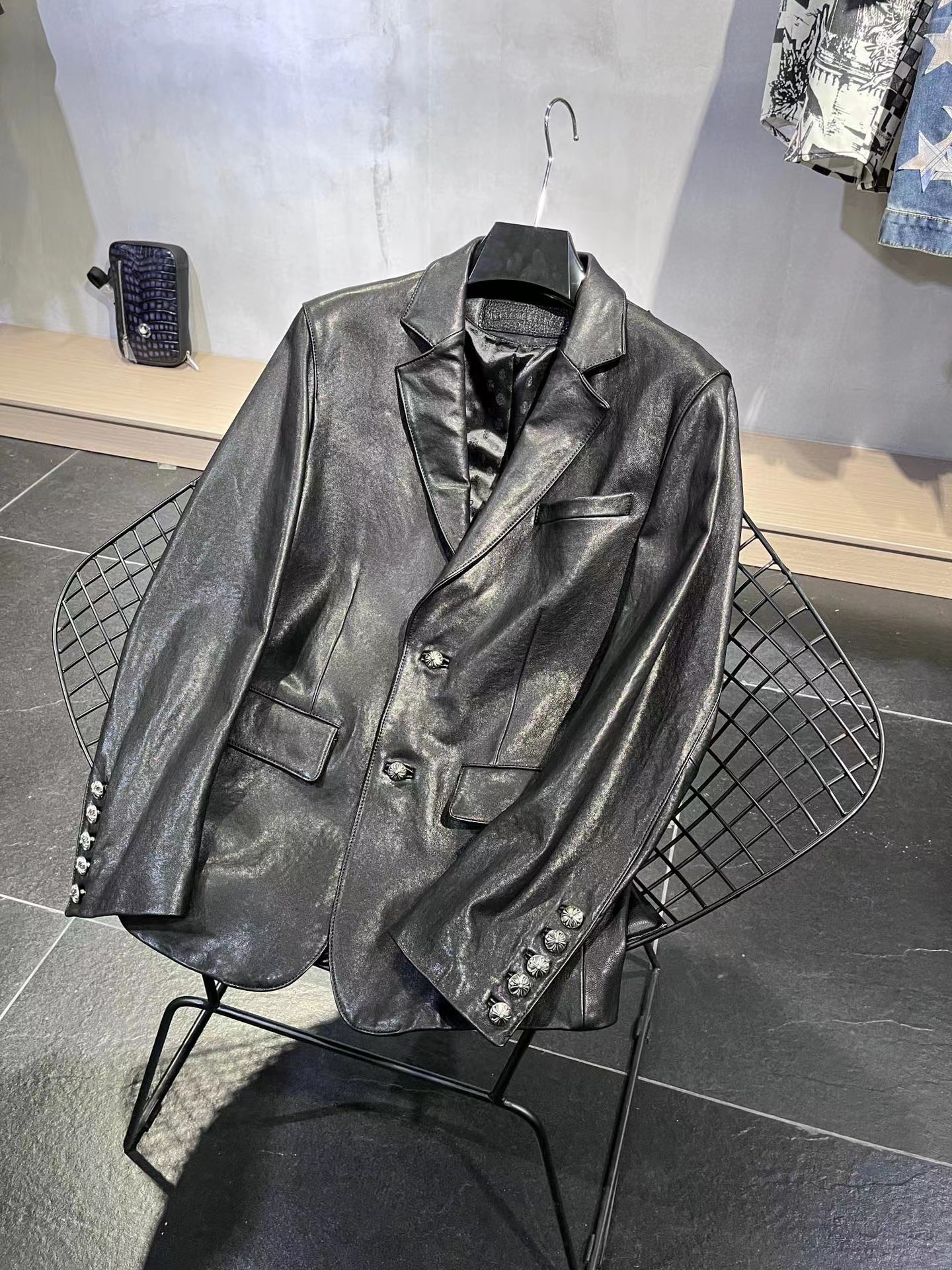 Chrome Hearts NIGO Man Spring And Autumn Black Buckle Leather Clothes #nigo94178