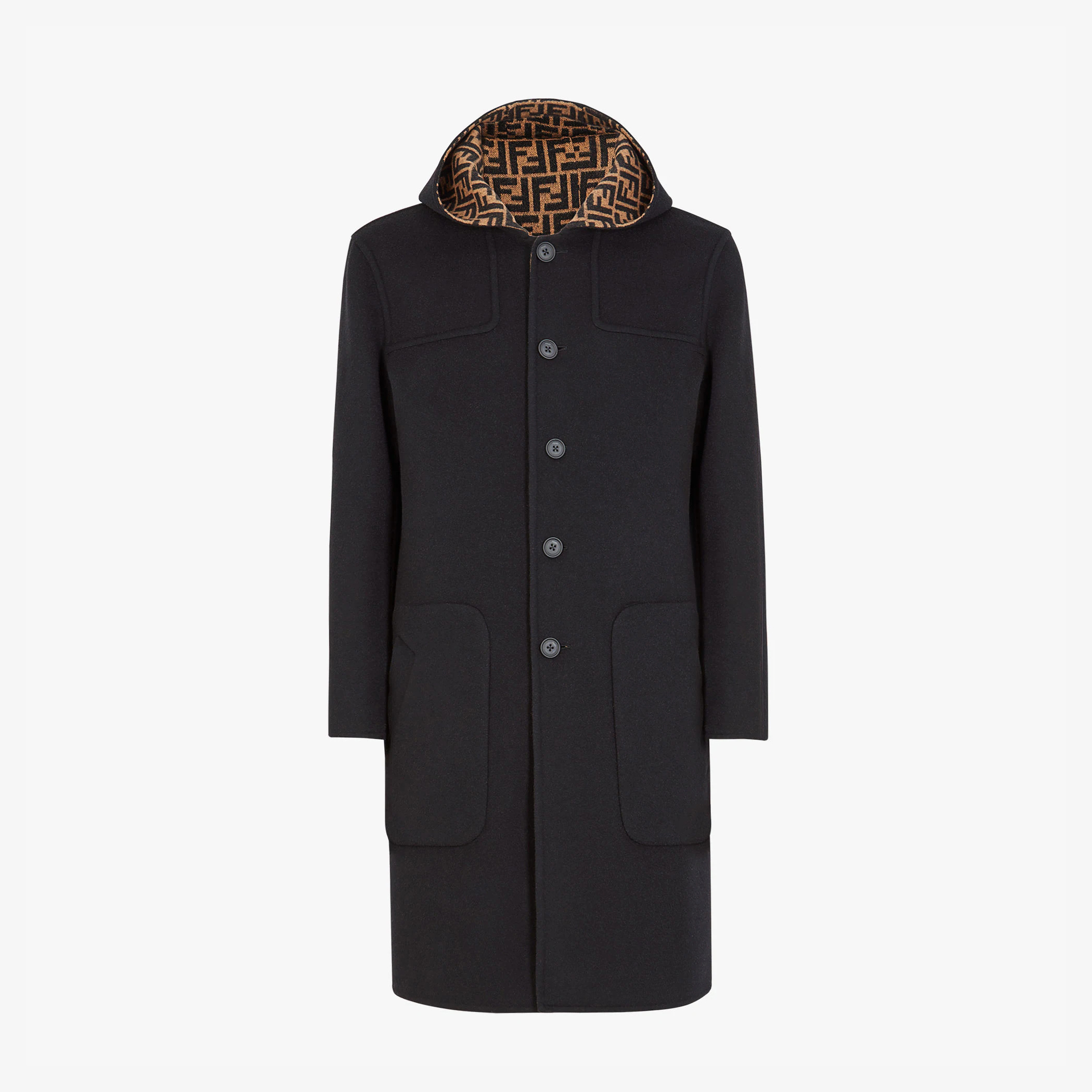 FENDI NIGO Man Woolen Double-Sided Hooded Full-Printed Coat Jacket #nigo3715