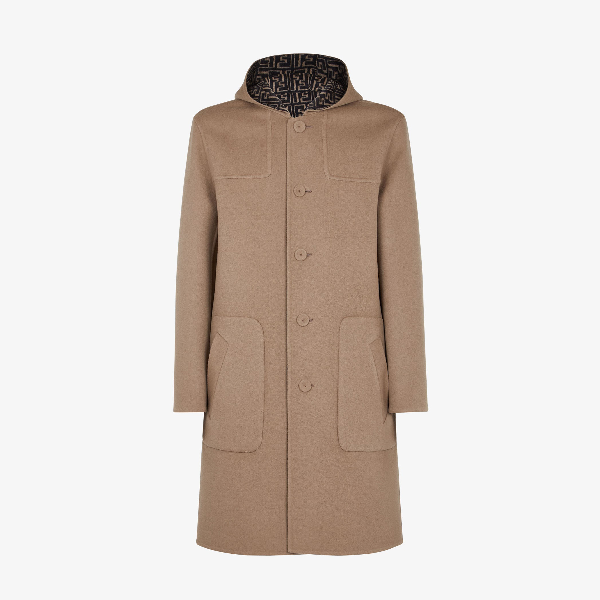 FENDI NIGO Man Woolen Double-Sided Hooded Full-Printed Coat Jacket #nigo3715