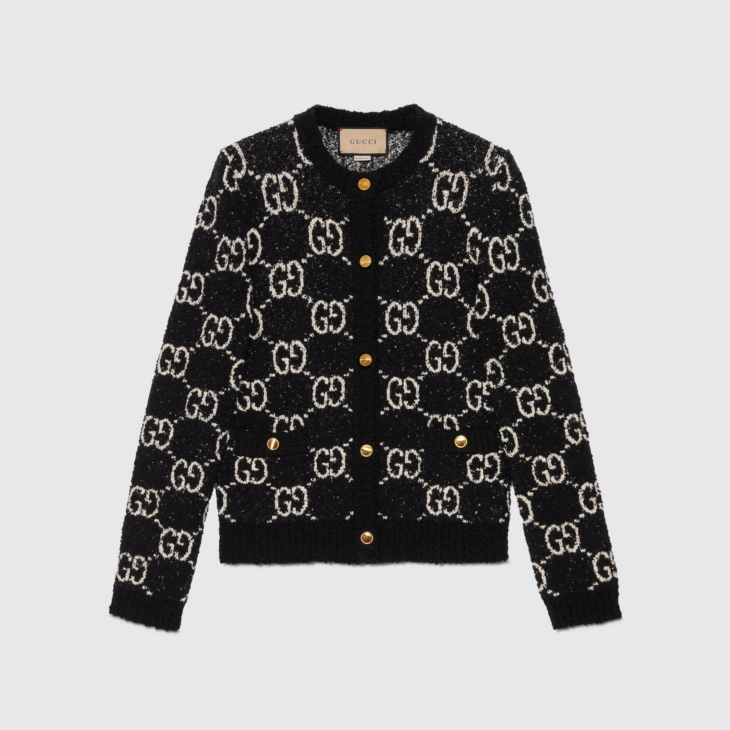 Gucci NIGO Woman Spring And Autumn Black Knitted Cardigan Top #nigo57157