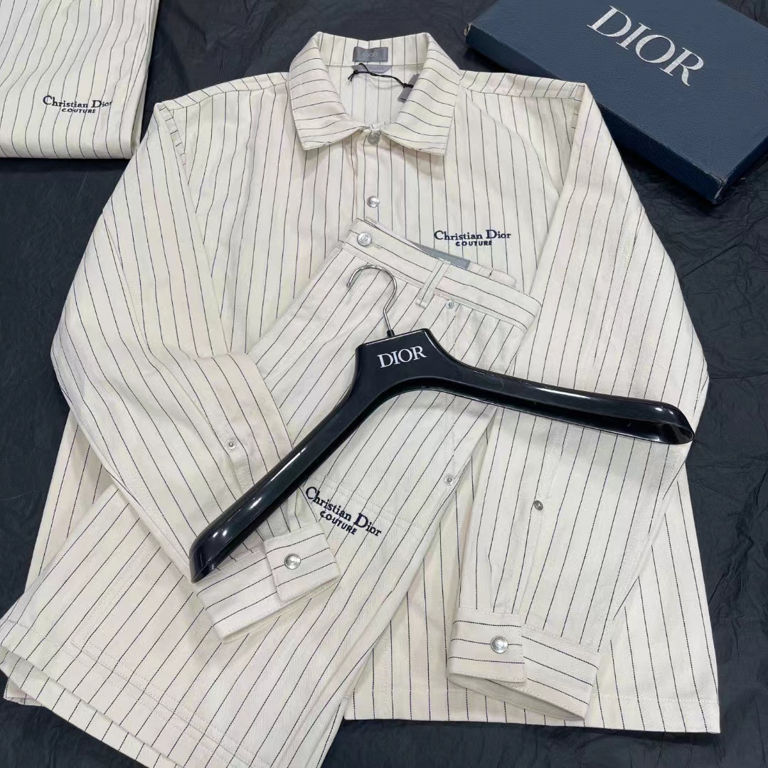 Dior NIGO Man Striped Denim Jacket Shorts Set #nigo94247