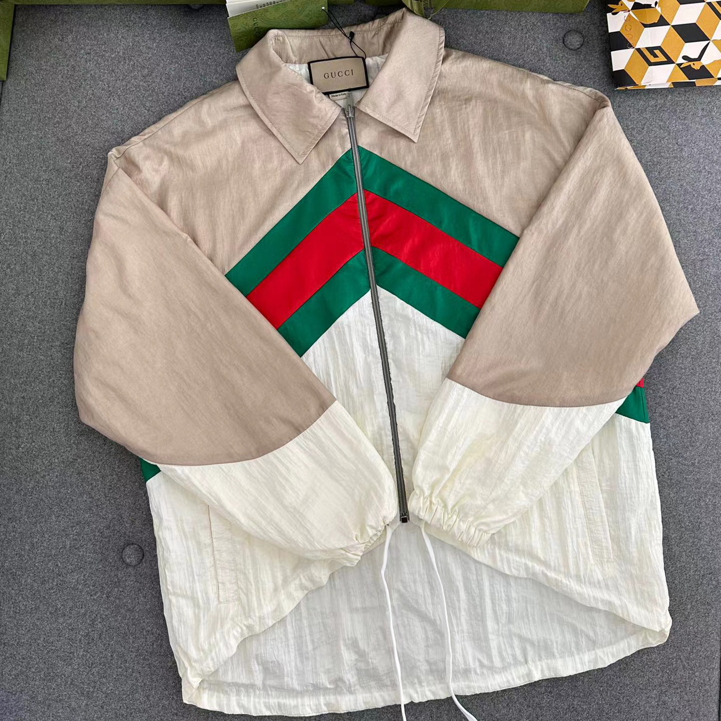 Gucci NIGO Man Color Blocking Printed Top Coat Jacket #nigo94251