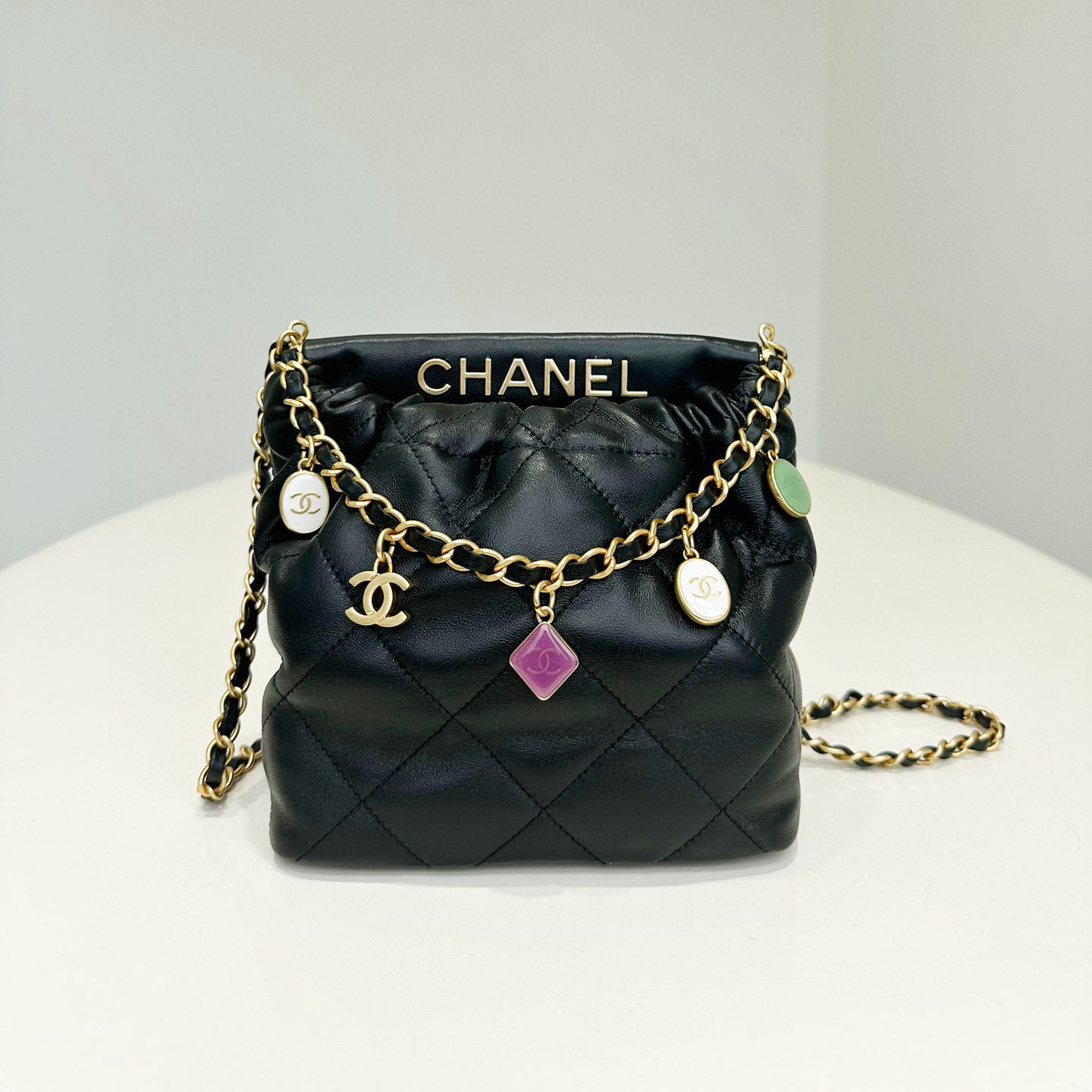 Chanel NIGO Leather Diagonal Span Single Shoulder Bucket Bag #nigo57249