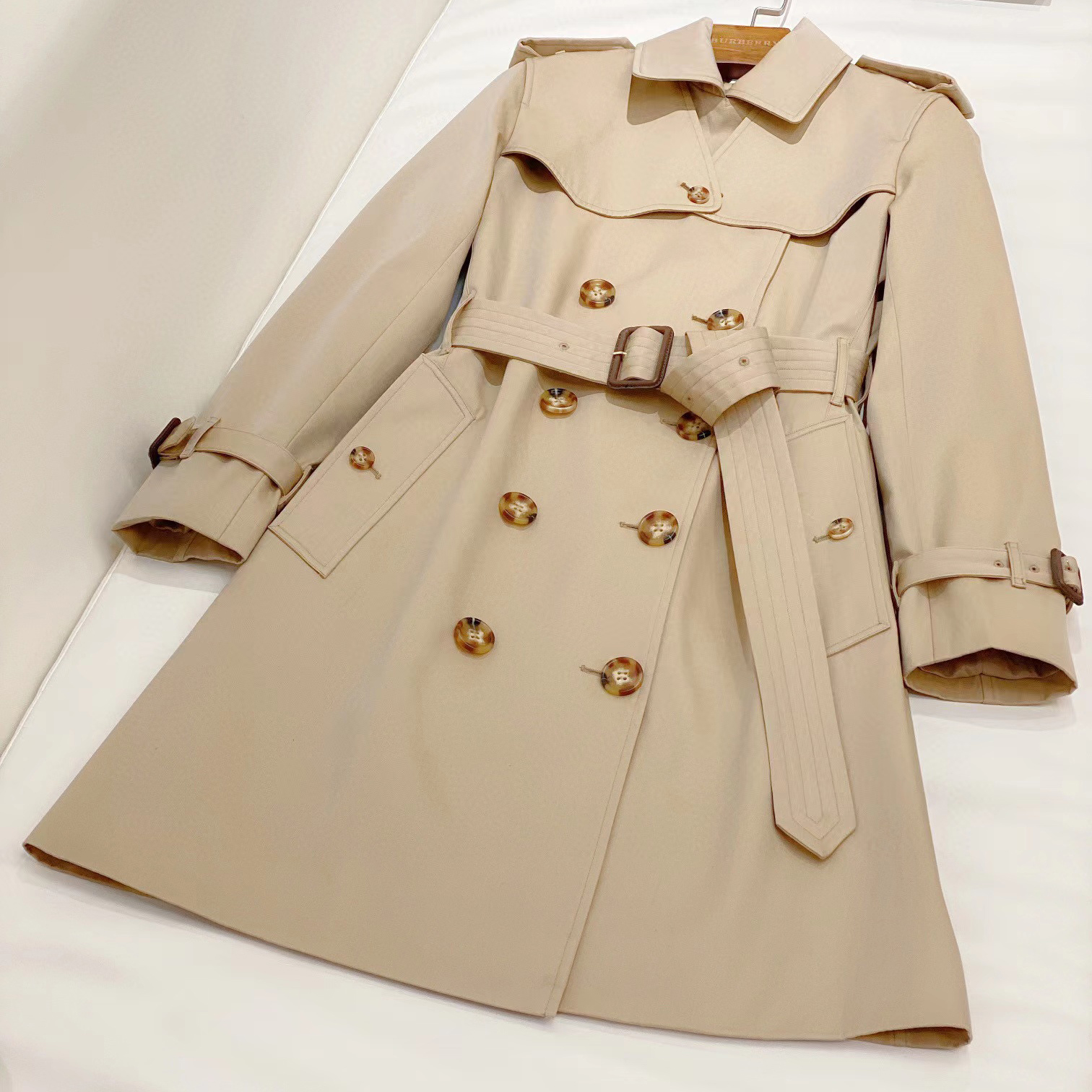 Burberry NIGO Woman Spring And Autumn Long Khaki Windbreaker #nigo56873