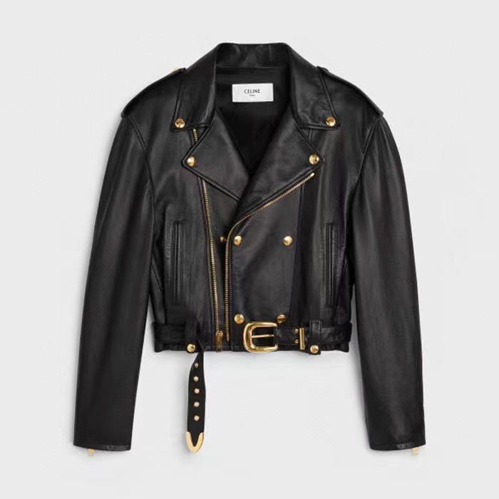 Celine NIGO Woman Black Long Sleeved Short Leather Jacket #nigo52989
