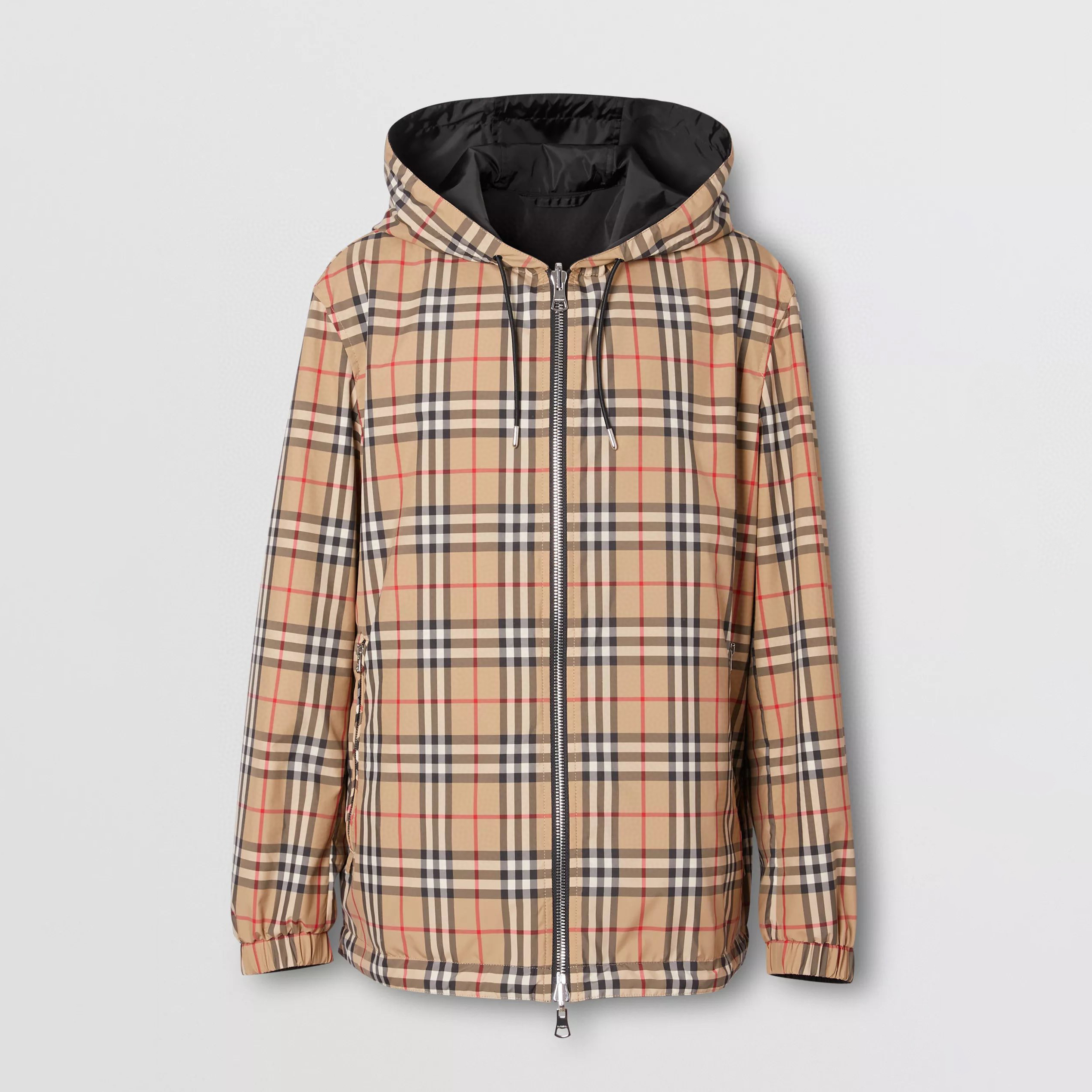 Burberry NIGO Woman Men Nylon Double-Sided Hooded Plaid Stripe Jacket #nigo57165
