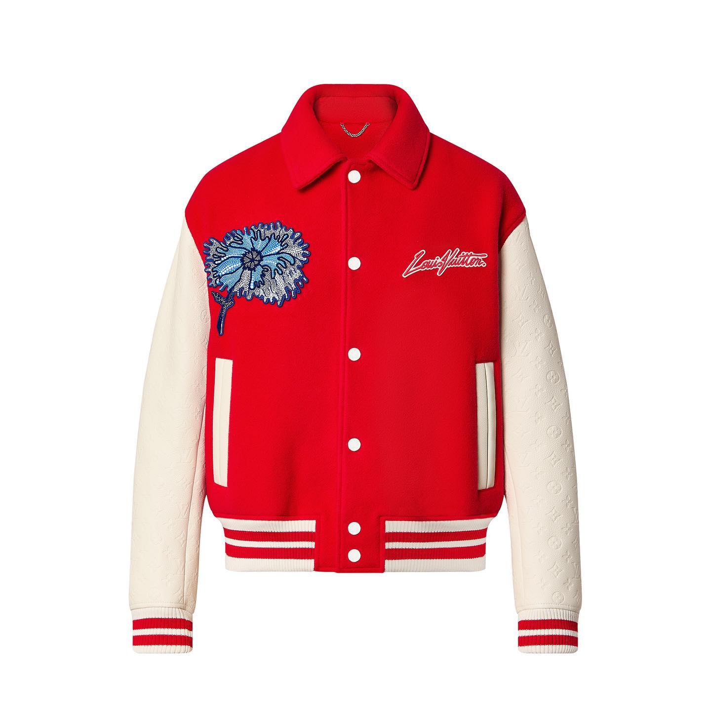 Louis Vuitton NIGO Man Wool Baseball Jersey Leather Jacket #nigo94432