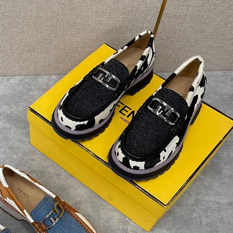 Fendi NIGO Man Fur Leather Denim Patchwork Horse Hair Shoes #nigo94456