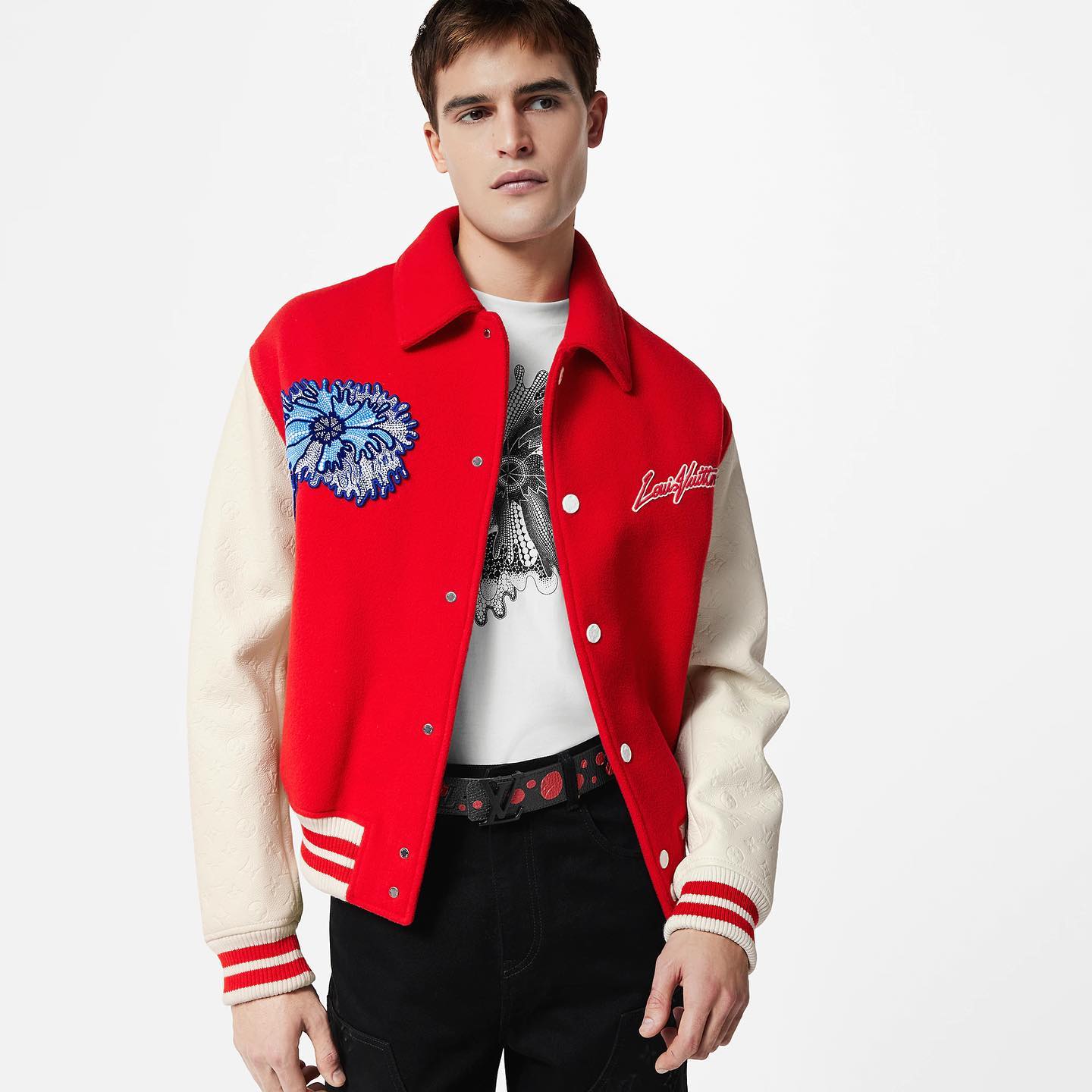 Louis Vuitton NIGO Man Wool Baseball Jersey Leather Jacket #nigo94432