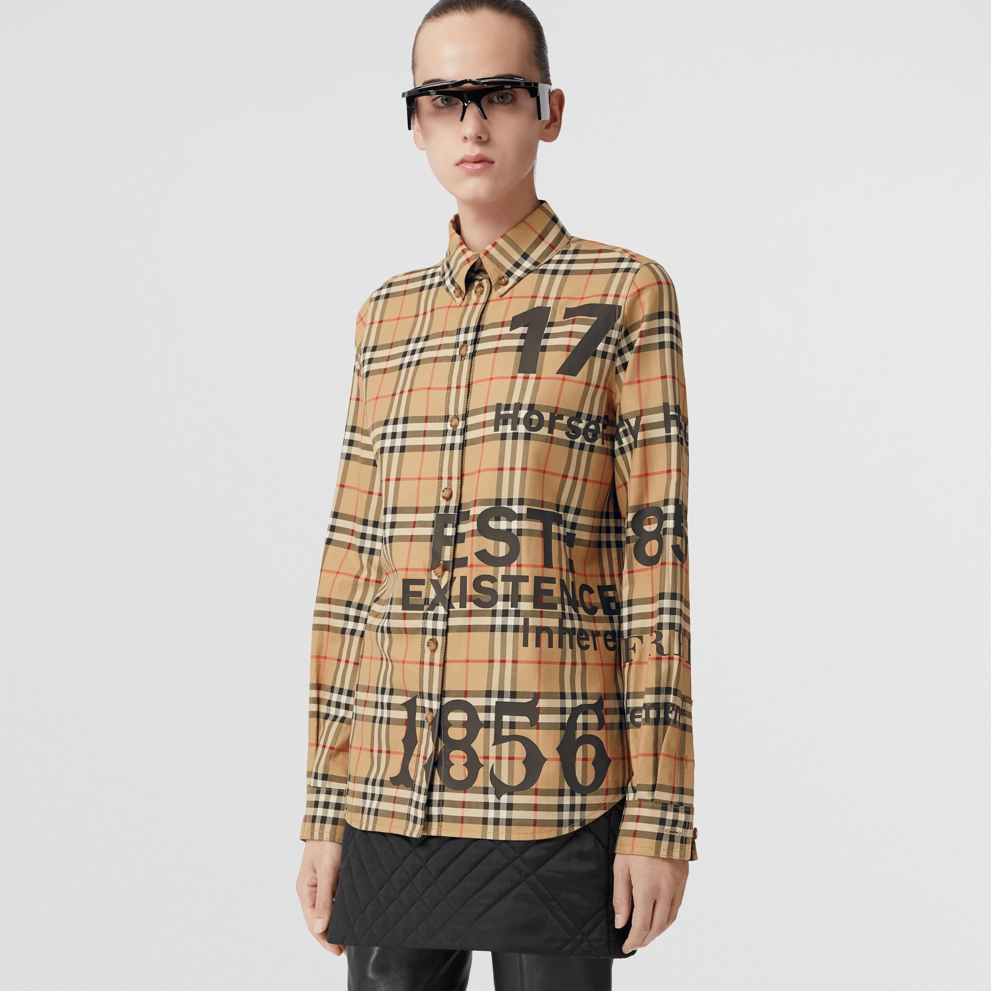 Burberry NIGO Number Letter Plaid Button Long-Sleeved Shirt #nigo5915